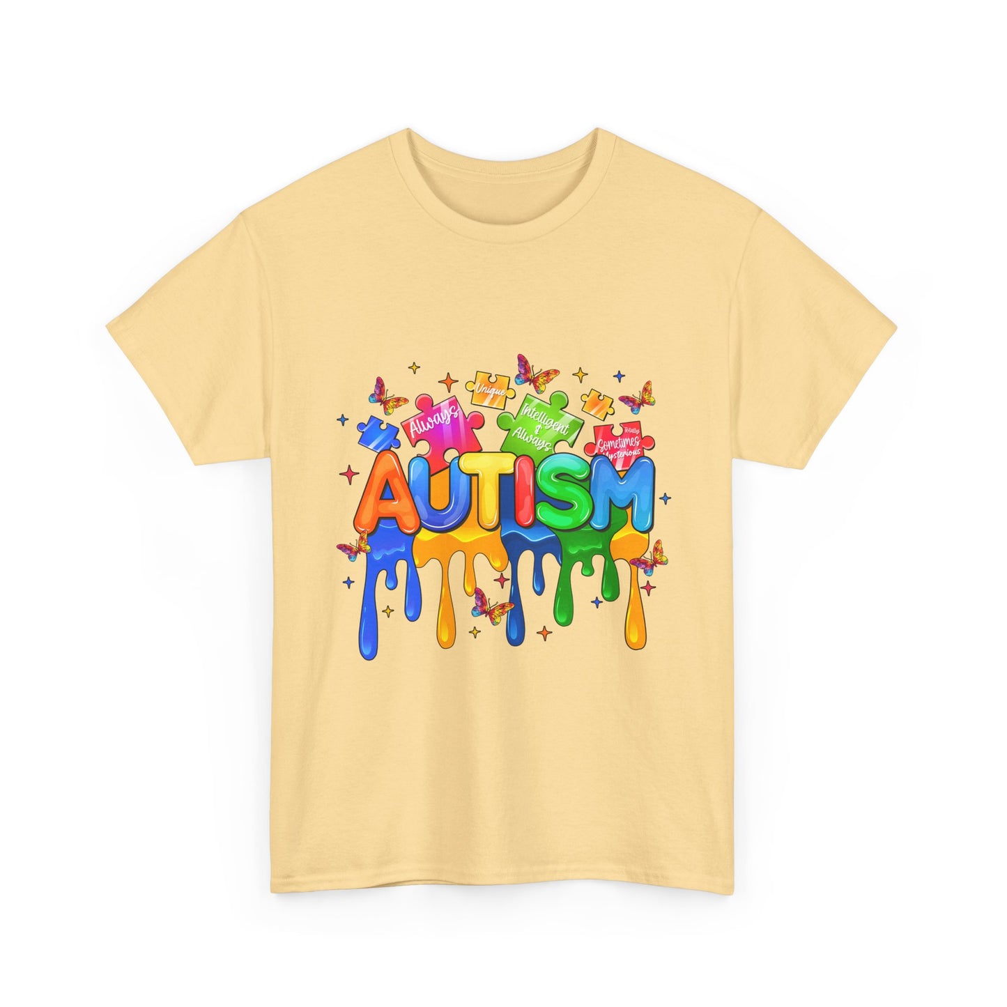 Autism Awareness Puzzle Heart T-Shirt — Colorful Drip Design