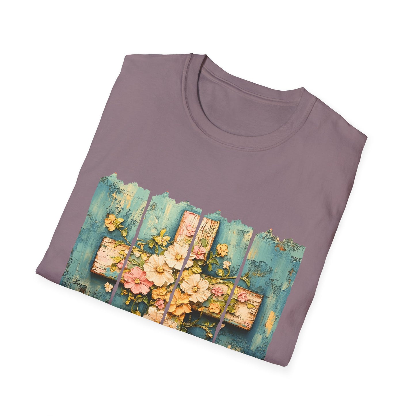 Floral Cross Christian T-Shirt — Faith, Hope & New Life Easter Tee