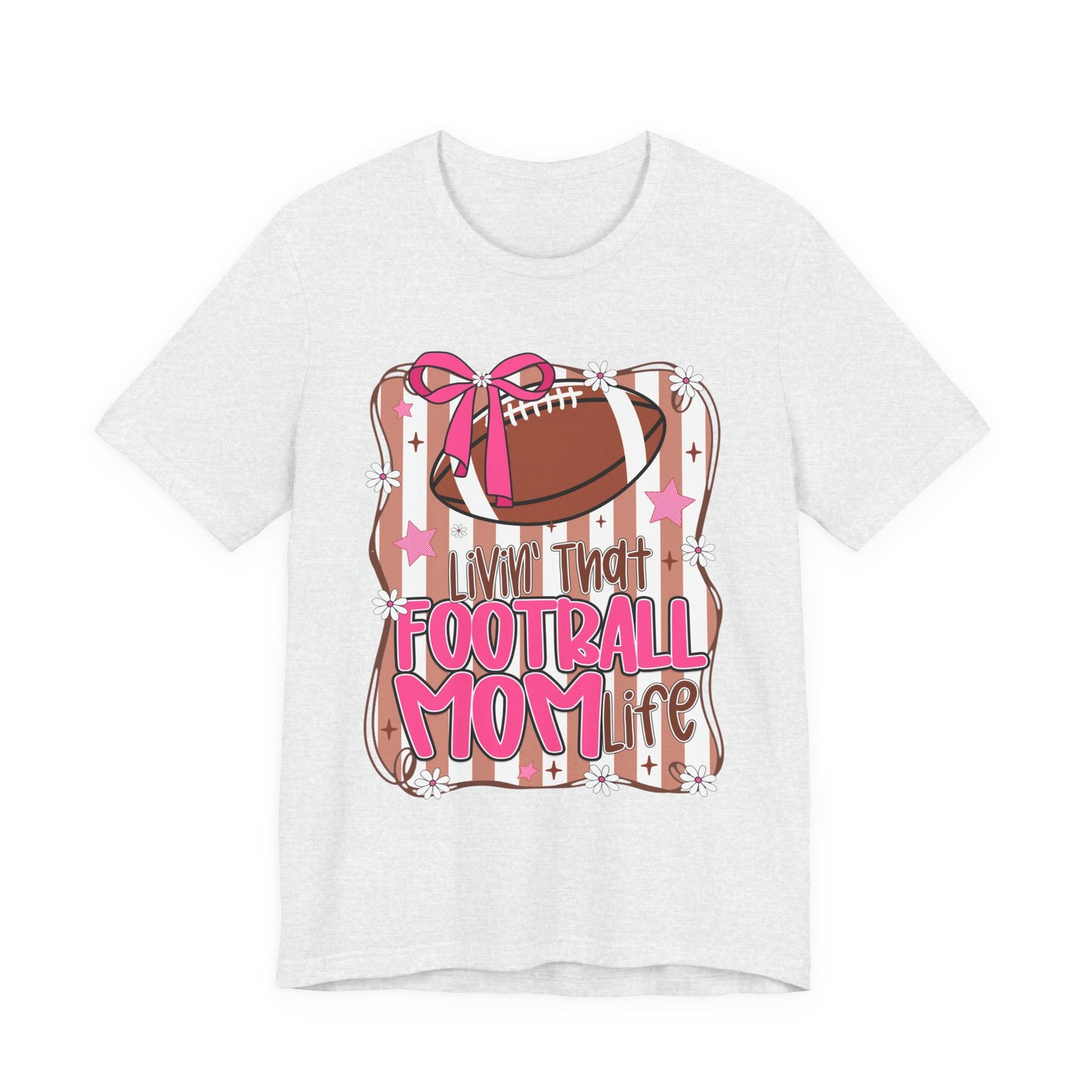 Football Mom Life T-Shirt — Pink Bow Football Mom Tee