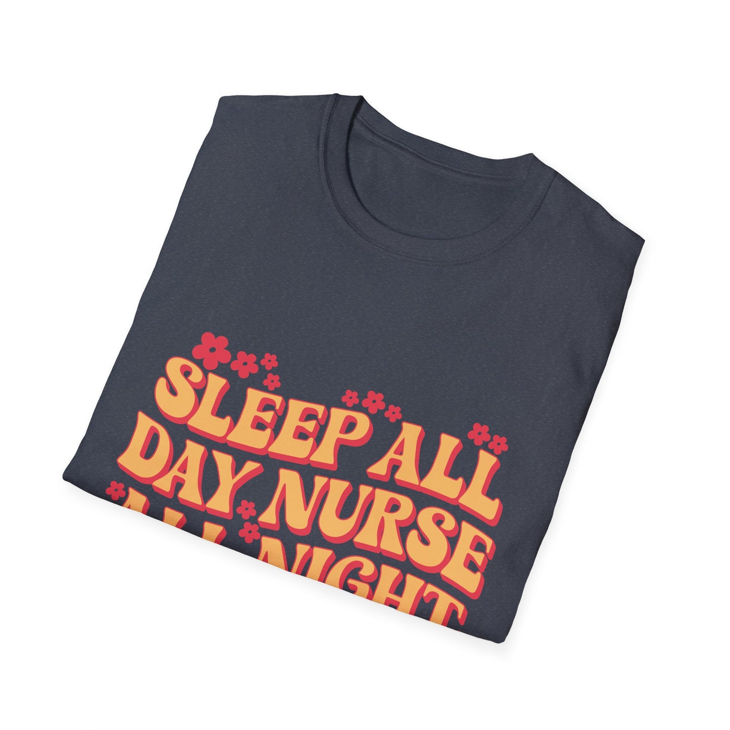 Nurse Life T-Shirt - "Sleep All Day, Nurse All Night" Retro Floral Tee