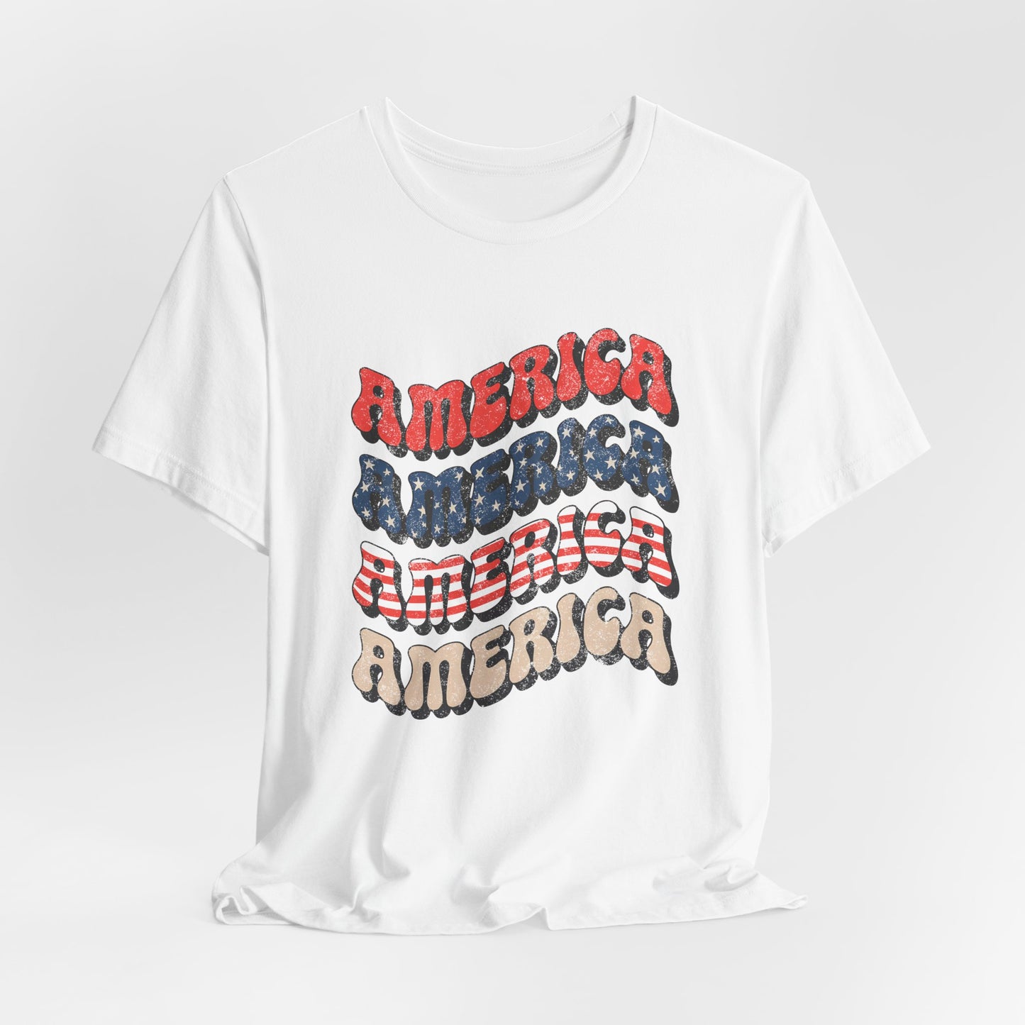 Patriotic "America" Retro Wave T-Shirt