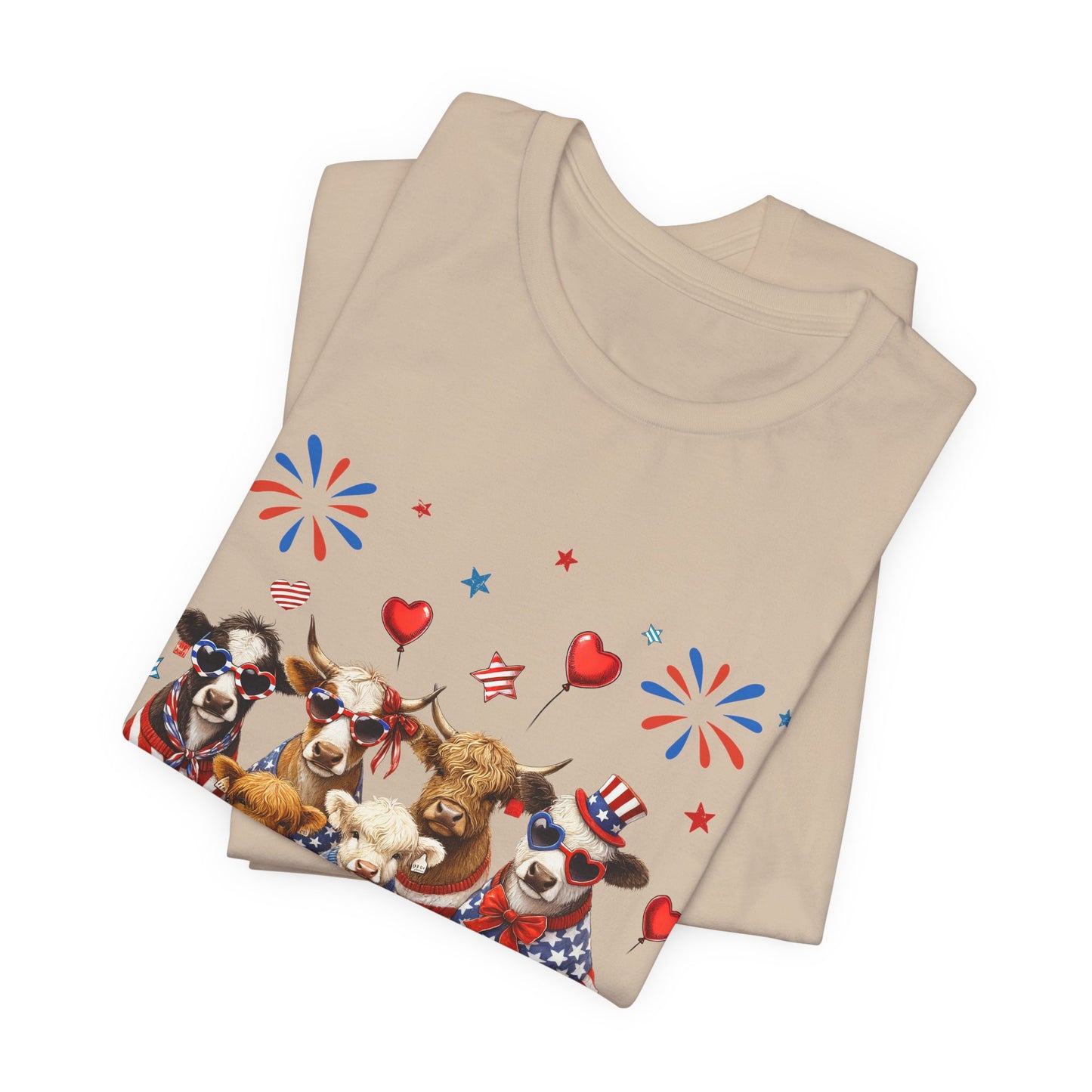 Patriotic CowsT-Shirt — Cute Cows in USA Outfit 4th of July Tee