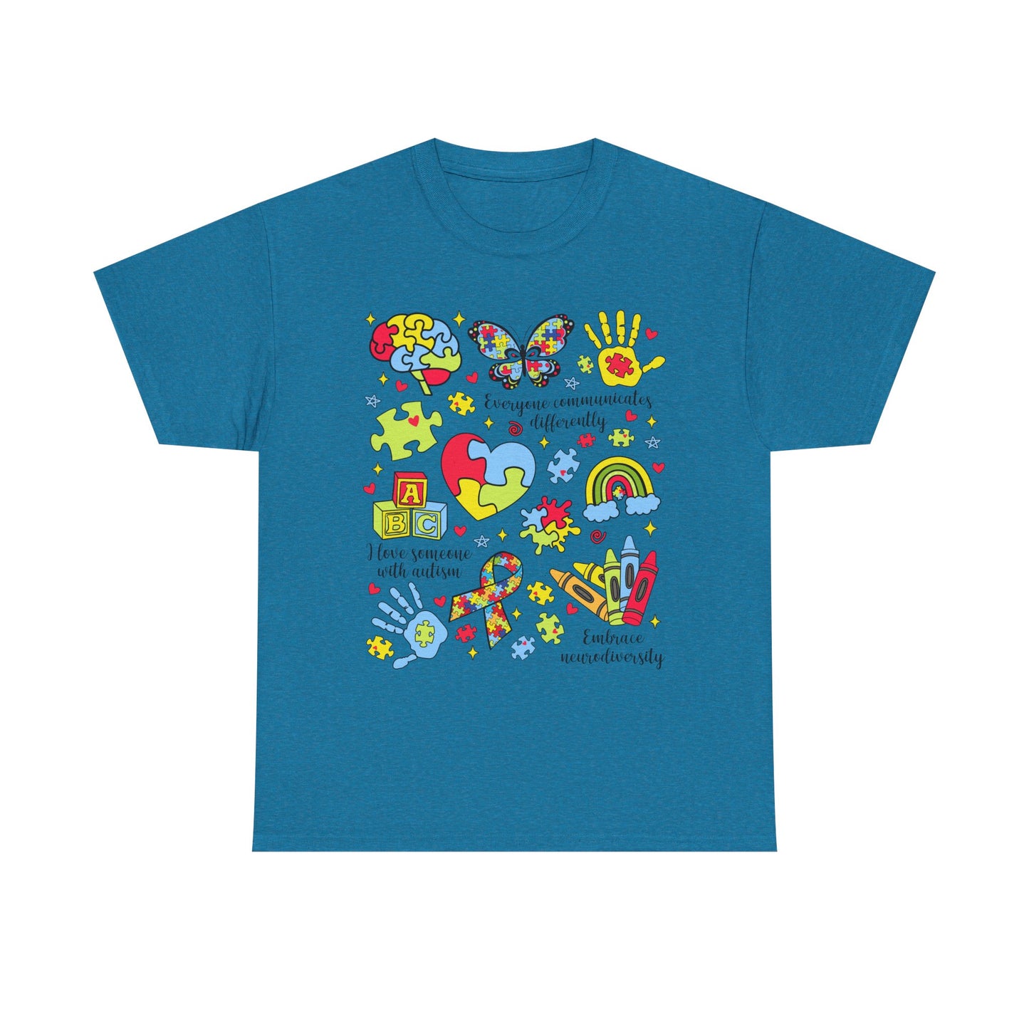 Autism Awareness Graphic Tee — Colorful Puzzle Heart & Hands Design