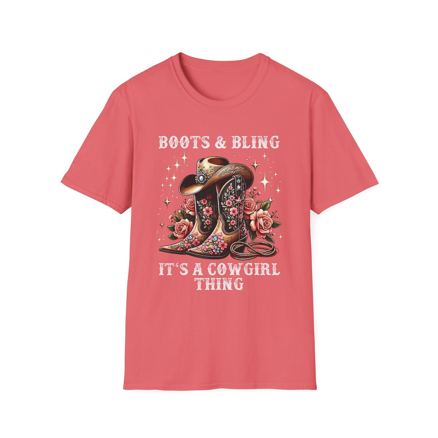 Cowgirl T-Shirt — "Boots & Bling" Floral Western Tee