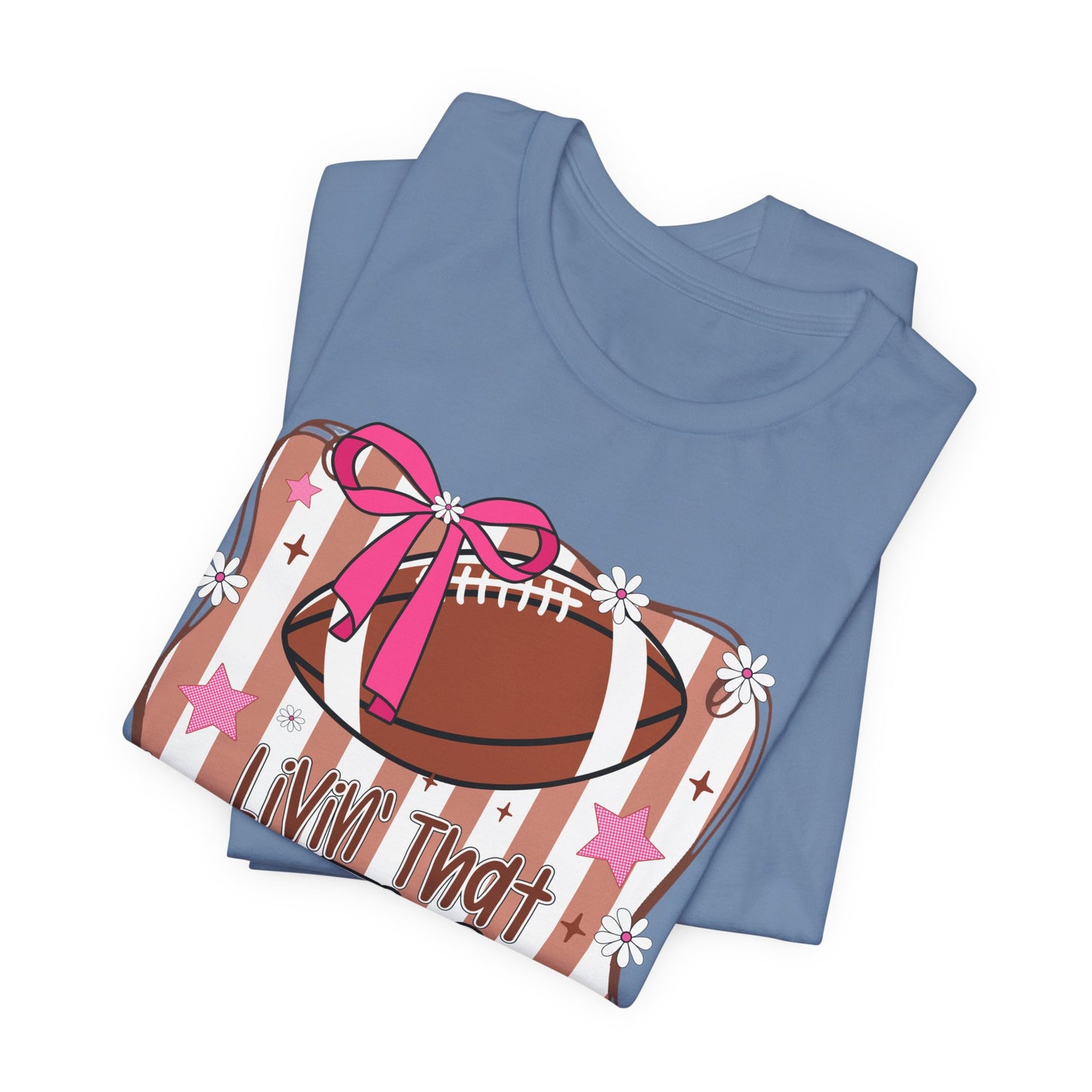 Football Mom Life T-Shirt — Pink Bow Football Mom Tee