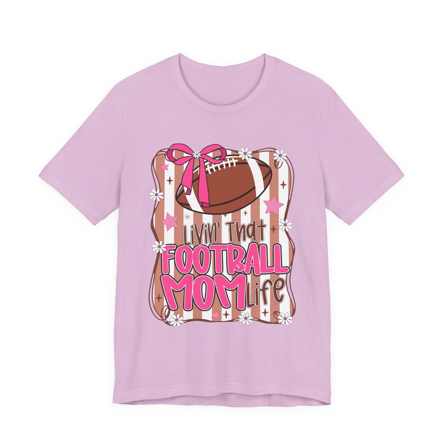 Football Mom Life T-Shirt — Pink Bow Football Mom Tee