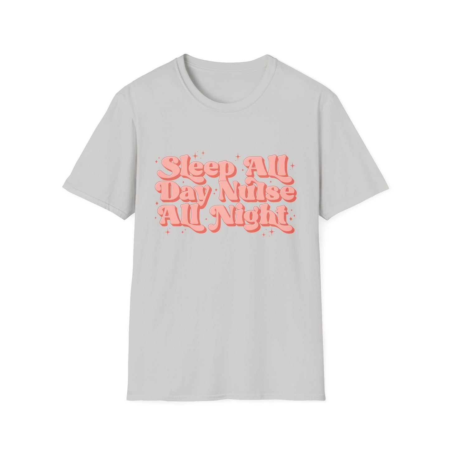 Sleep All Day Nurse All Night T-Shirt — Cute Retro Nurse Tee for Healthcare Workers
