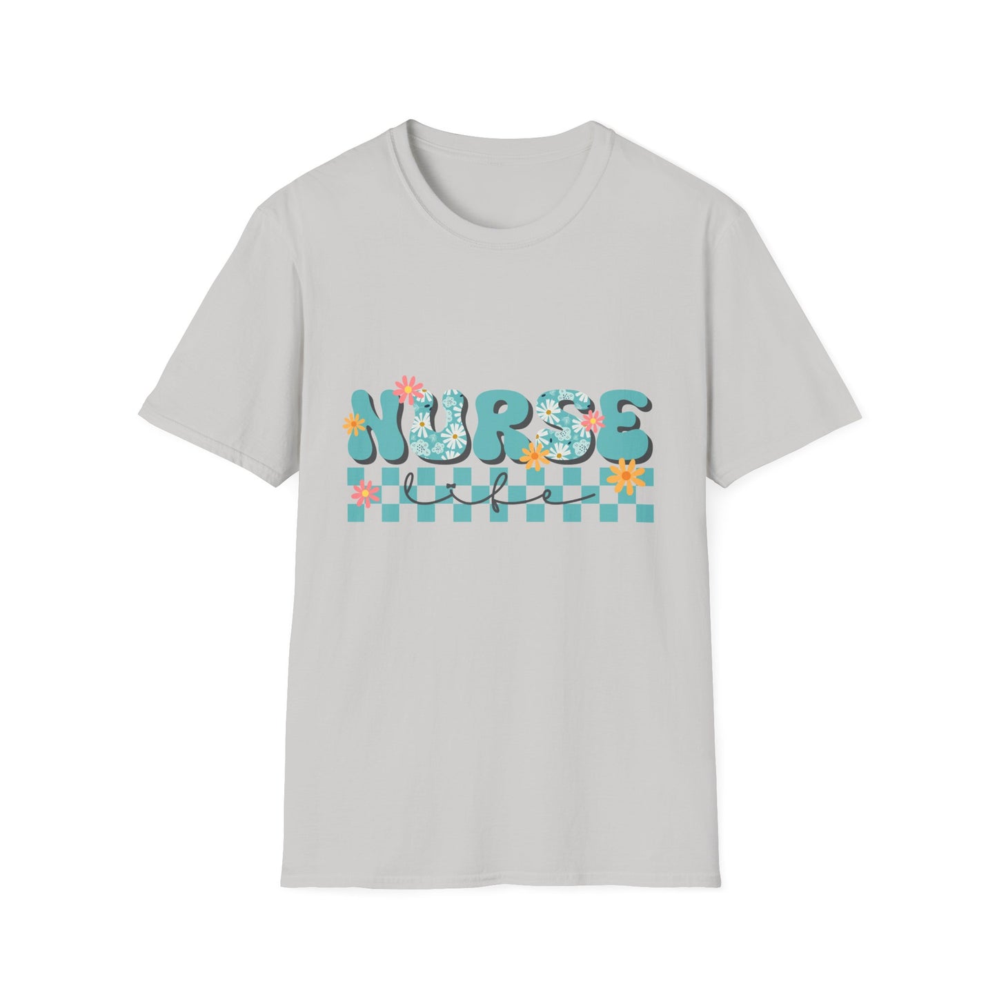 Nurse Floral Checkerboard T-Shirt