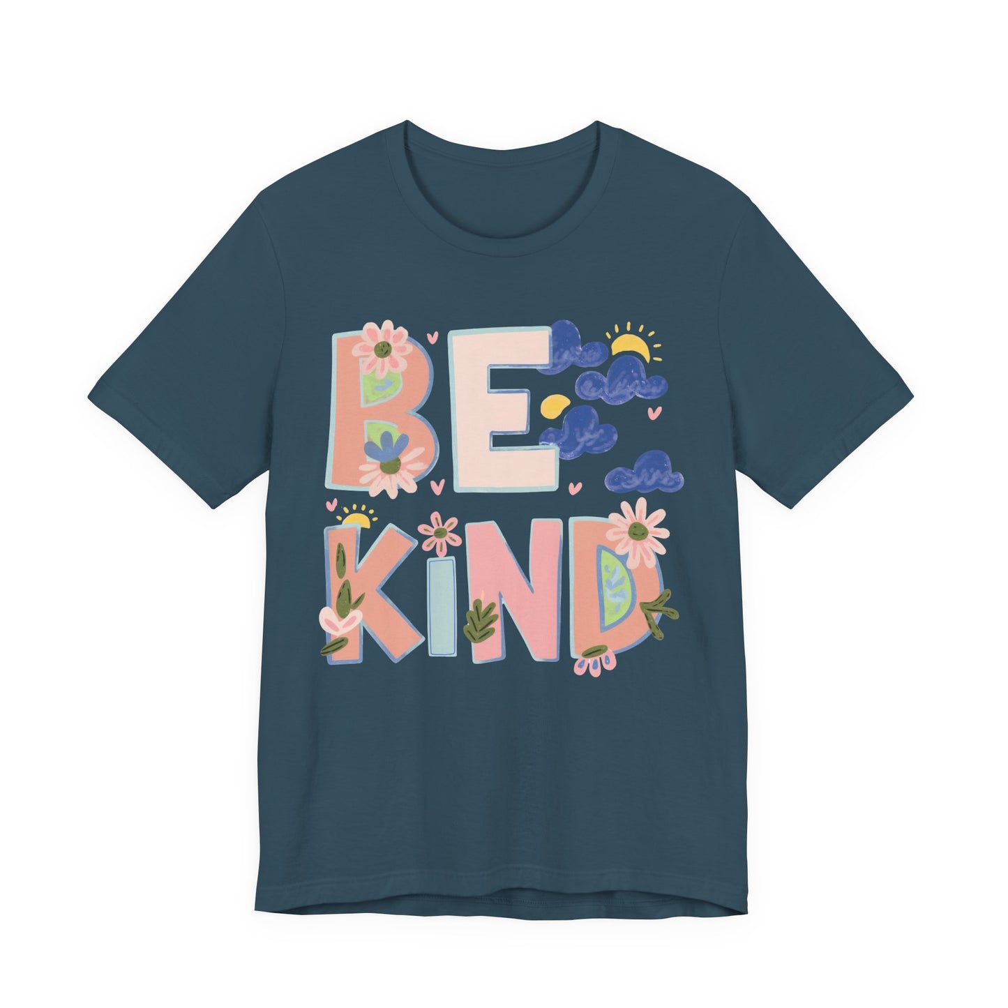 Be Kind Floral Tee — Positive Message Graphic T-Shirt