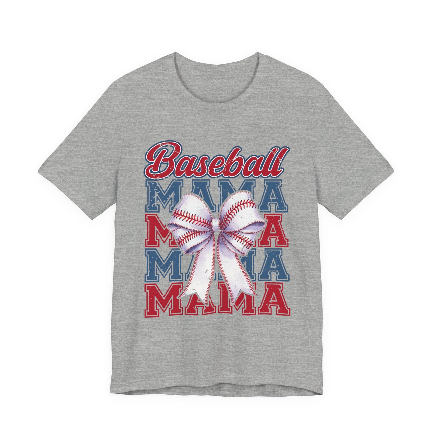 Baseball Mama Tee – Patriotic Bow Soft Cotton T‑Shirt for Baseball Moms