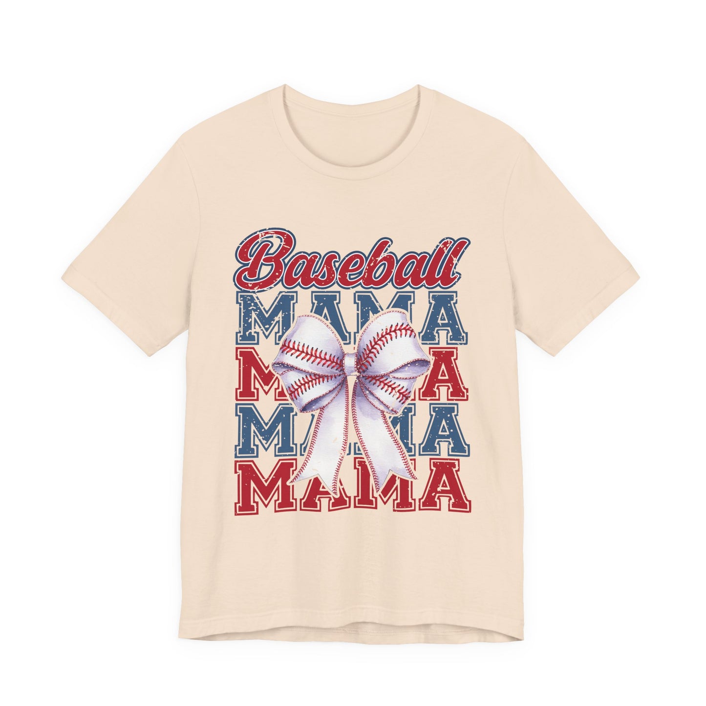Baseball Mama Tee – Patriotic Bow Soft Cotton T‑Shirt for Baseball Moms