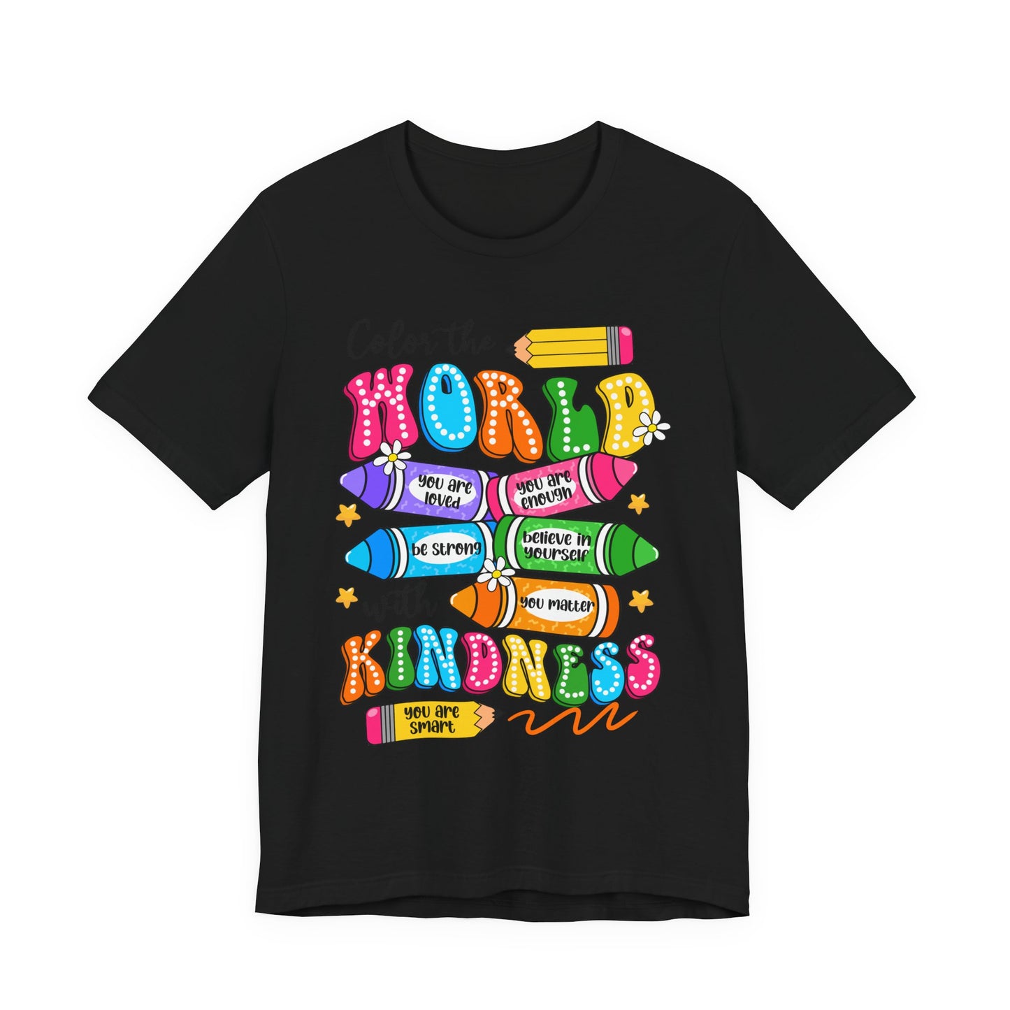 Color the World with Kindness T-Shirt — Kids & Teachers Positive Message Tee