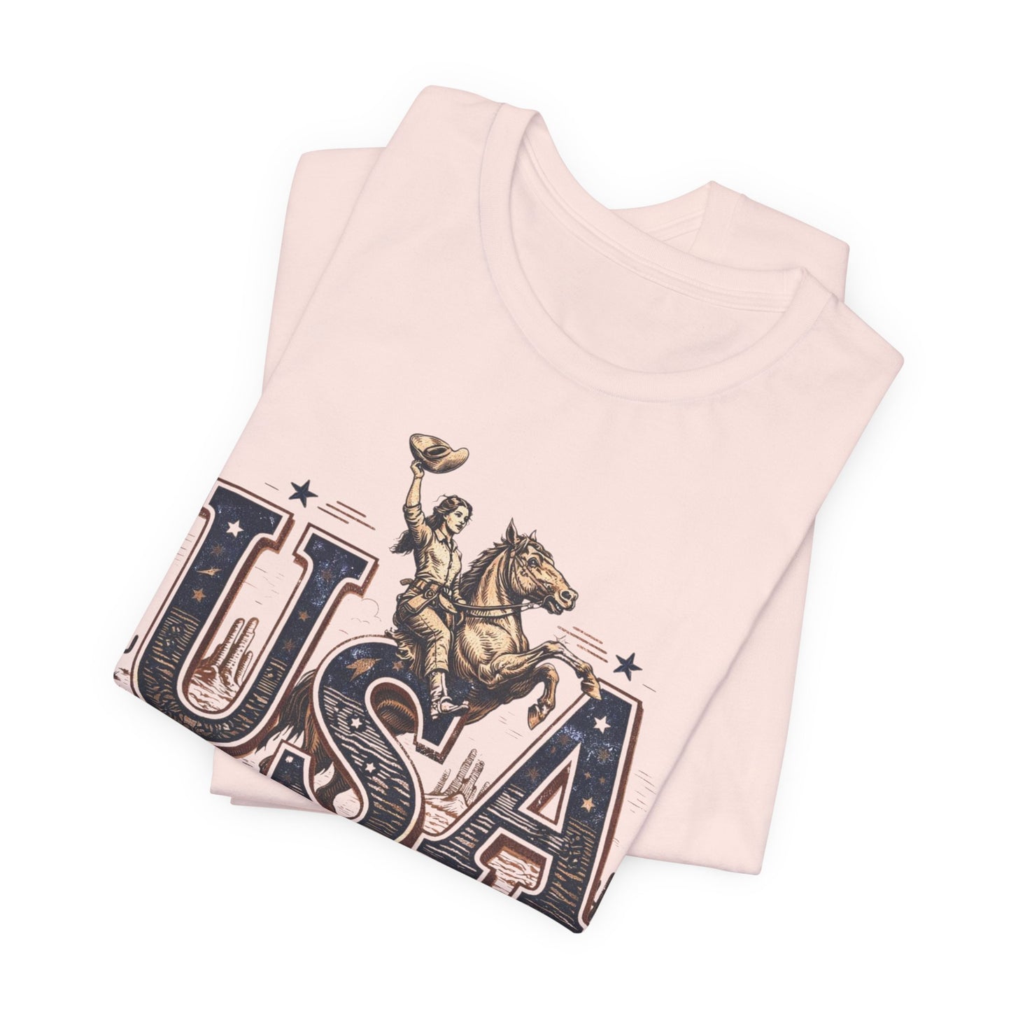 USA Western Rodeo T-Shirt – 'USA EST 1776' Patriotic Cowboy Tee