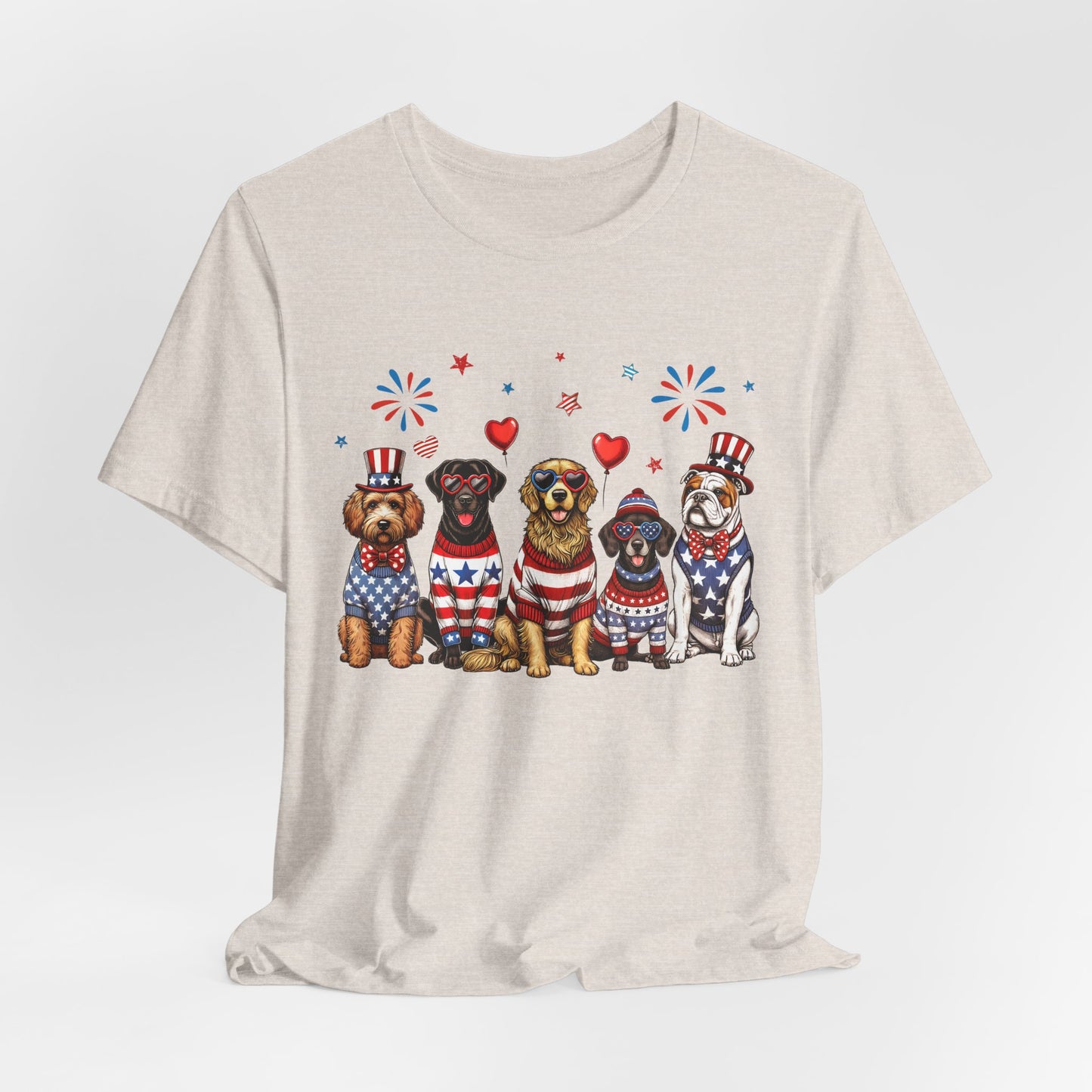 Patriotic Dogs T‑Shirt — 4th of July American Flag Pups Tee