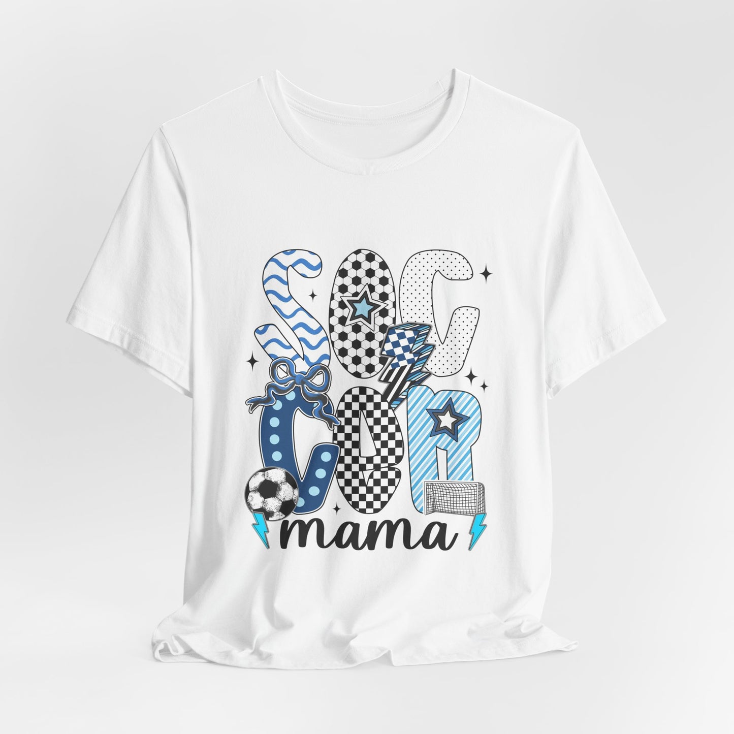 Soccer Mama Graphic Tee — 'Soccer Mama' Blue Patterned Design