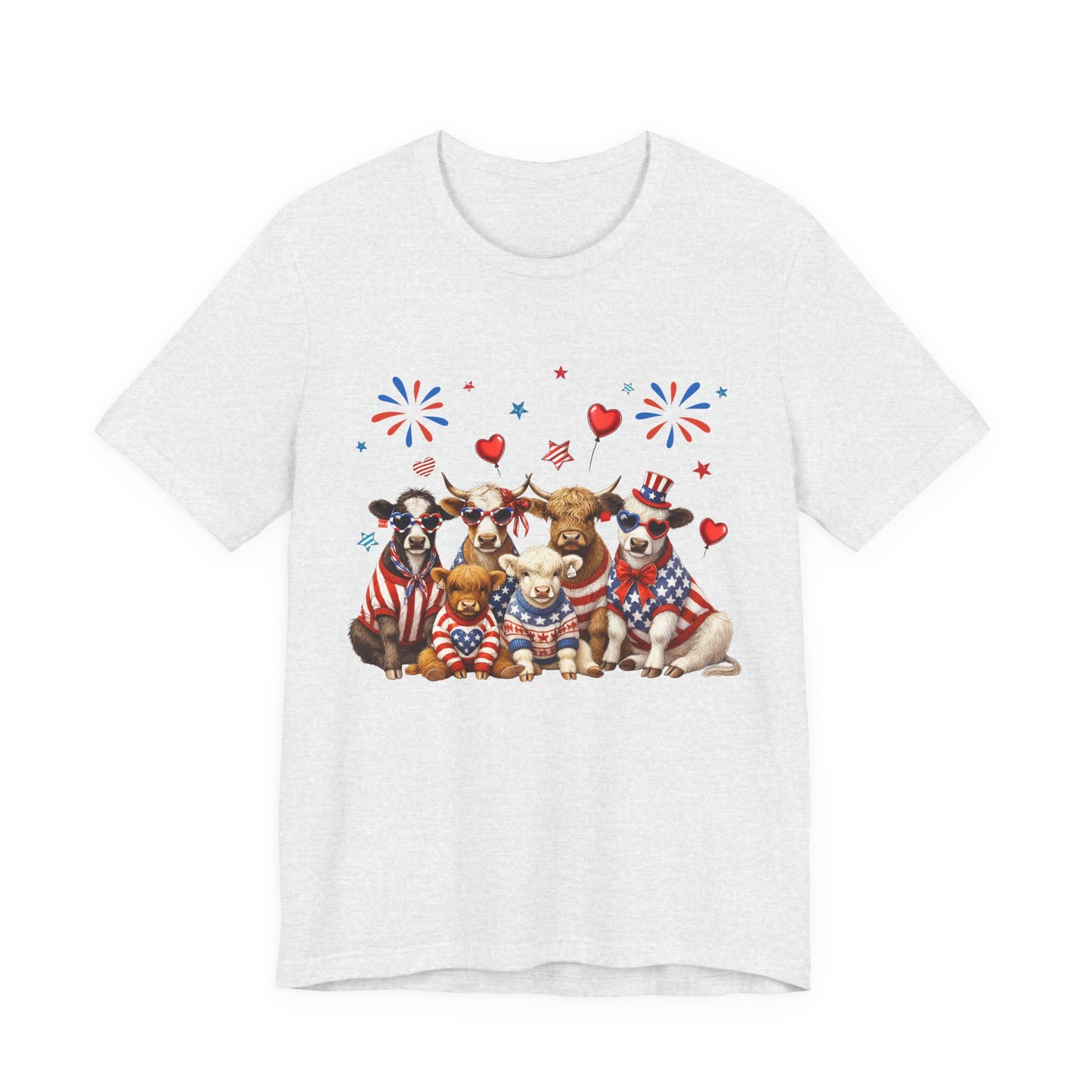 Patriotic CowsT-Shirt — Cute Cows in USA Outfit 4th of July Tee