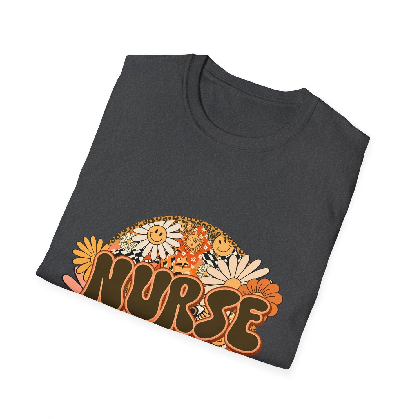 Retro Floral 'Nurse' T-Shirt — 70s Vintage Daisy Design for Nurses