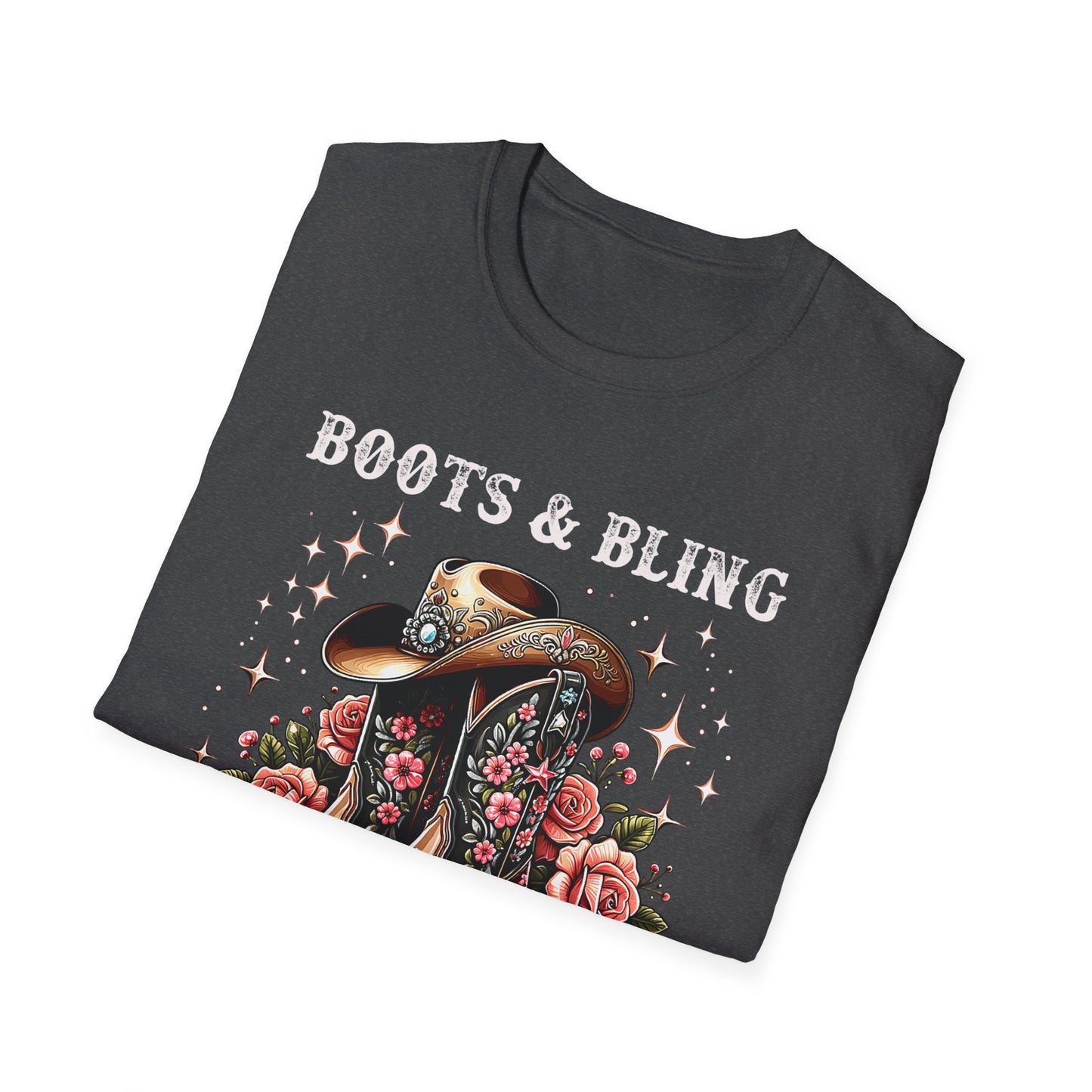 Cowgirl T-Shirt — "Boots & Bling" Floral Western Tee