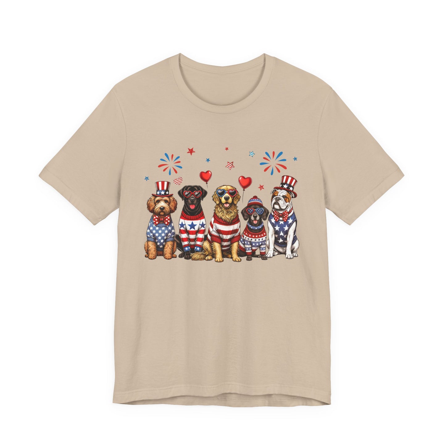 Patriotic Dogs T‑Shirt — 4th of July American Flag Pups Tee