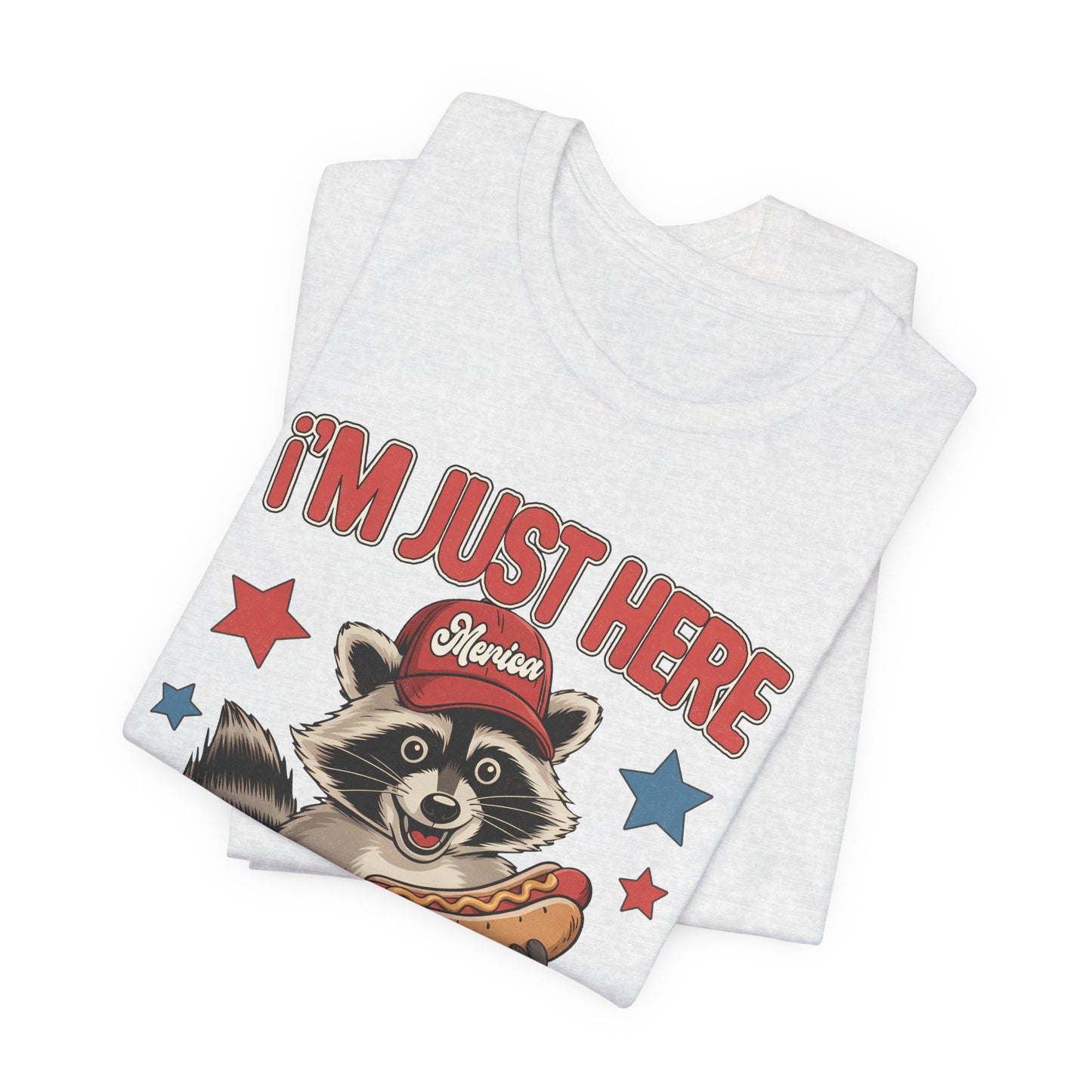 Patriotic Raccoon Hot Dog Tee — “I'm Just Here For The Winans” Graphic T-Shirt