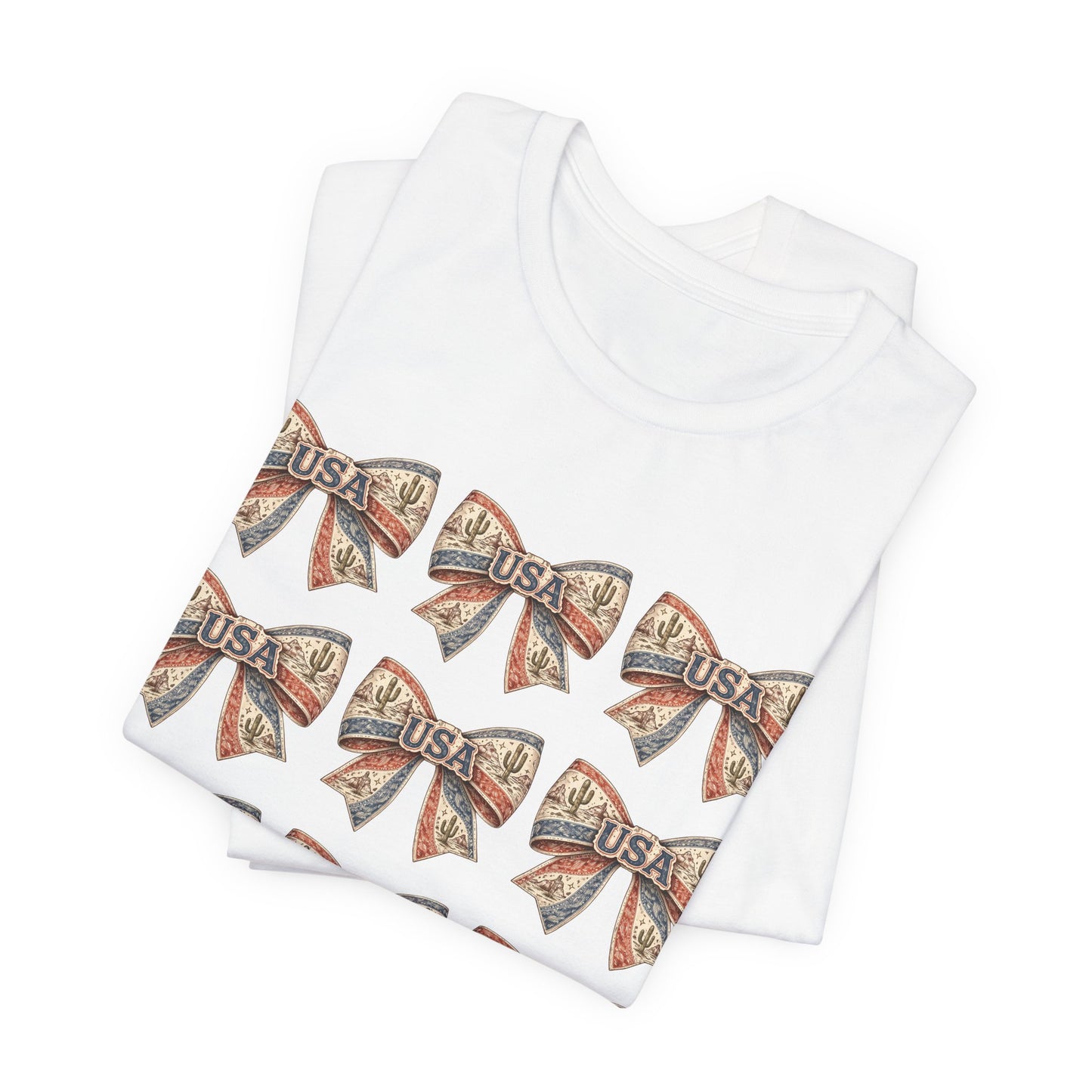 USA Patriotic Bow Pattern T-Shirt