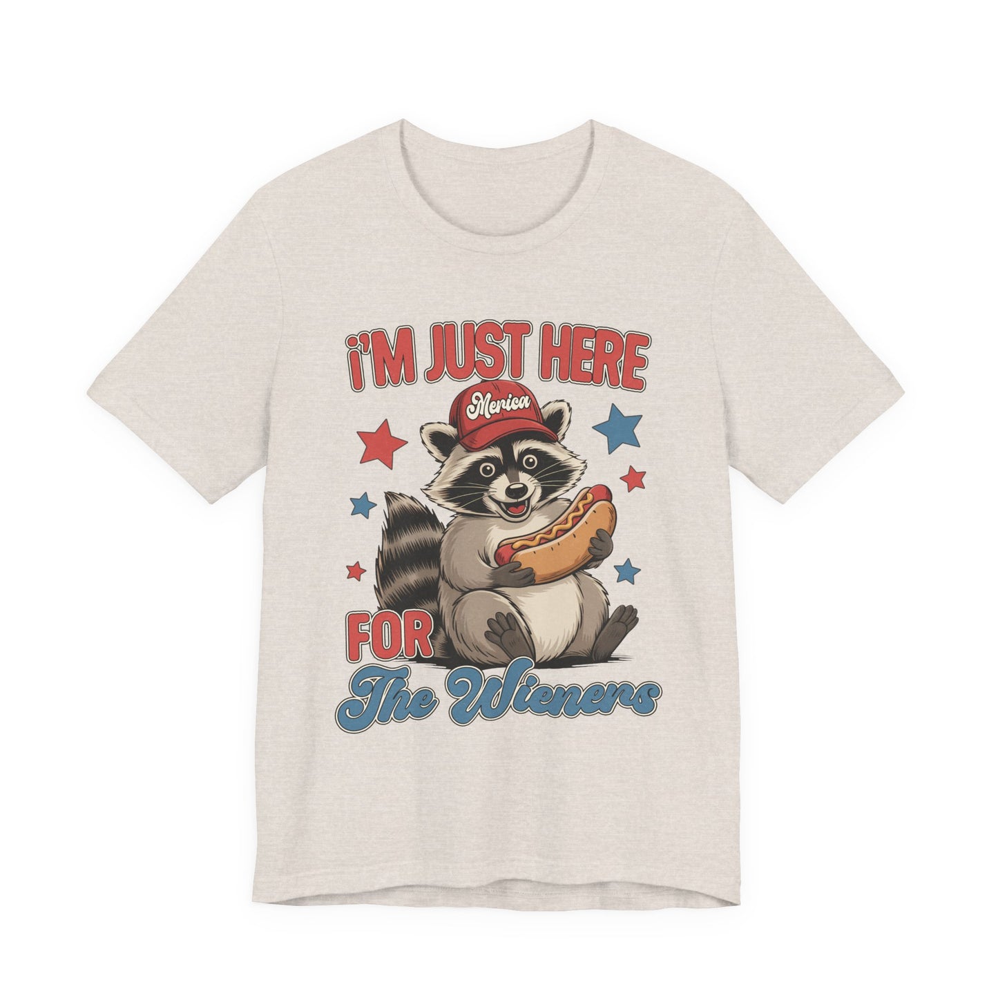 Patriotic Raccoon Hot Dog Tee — “I'm Just Here For The Winans” Graphic T-Shirt