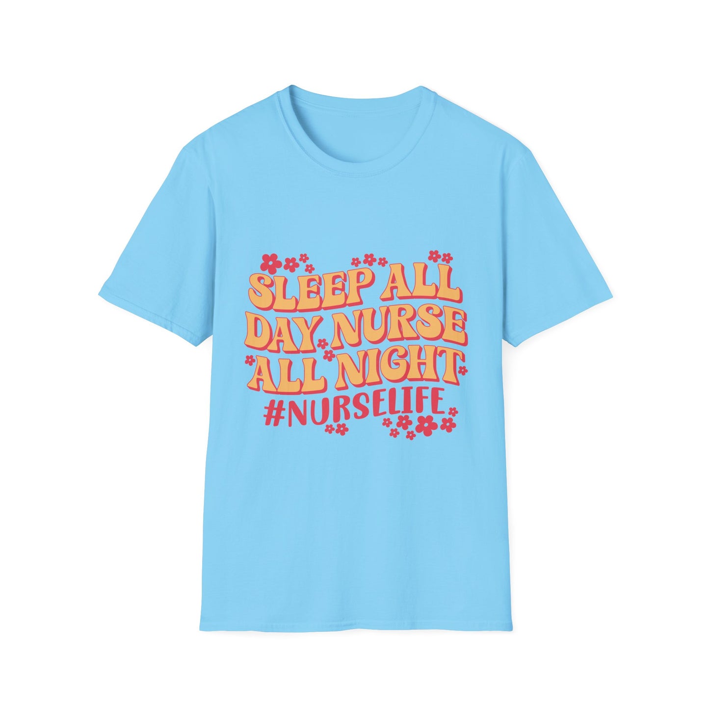 Nurse Life T-Shirt - "Sleep All Day, Nurse All Night" Retro Floral Tee