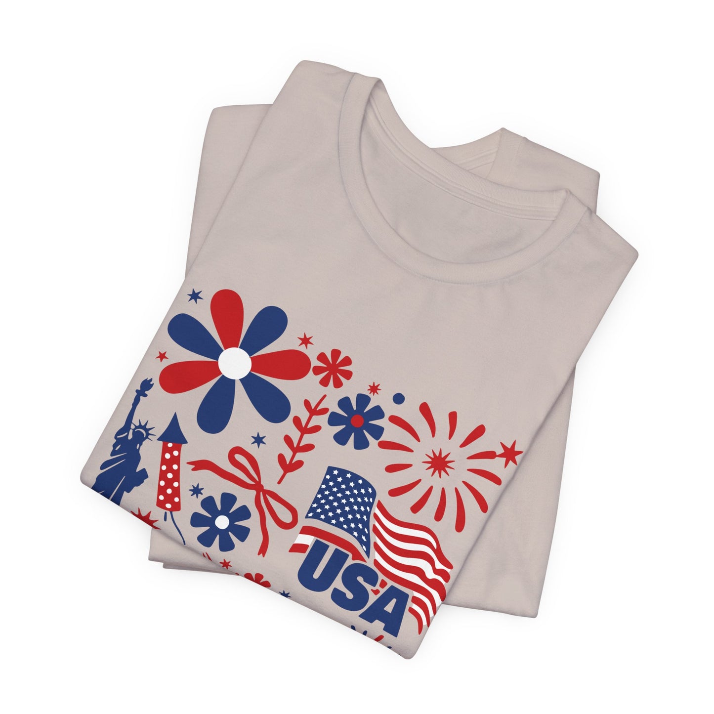 USA Patriotic T-Shirt – Fourth of July Fireworks & Liberty Graphic Tee