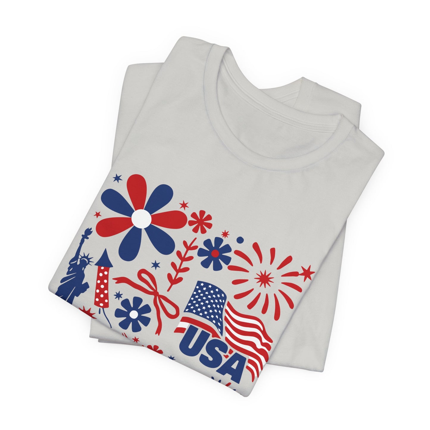 USA Patriotic T-Shirt – Fourth of July Fireworks & Liberty Graphic Tee
