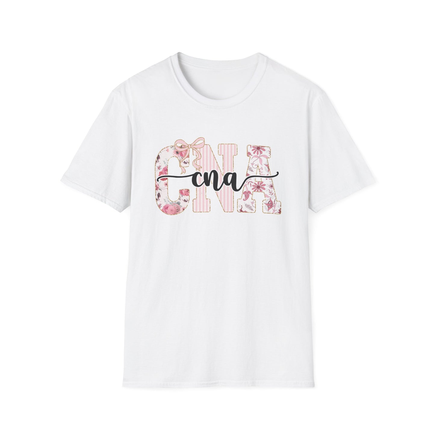 CNA Floral Monogram T-Shirt — Nurse CNA Gift, Pink Floral CNA Tee