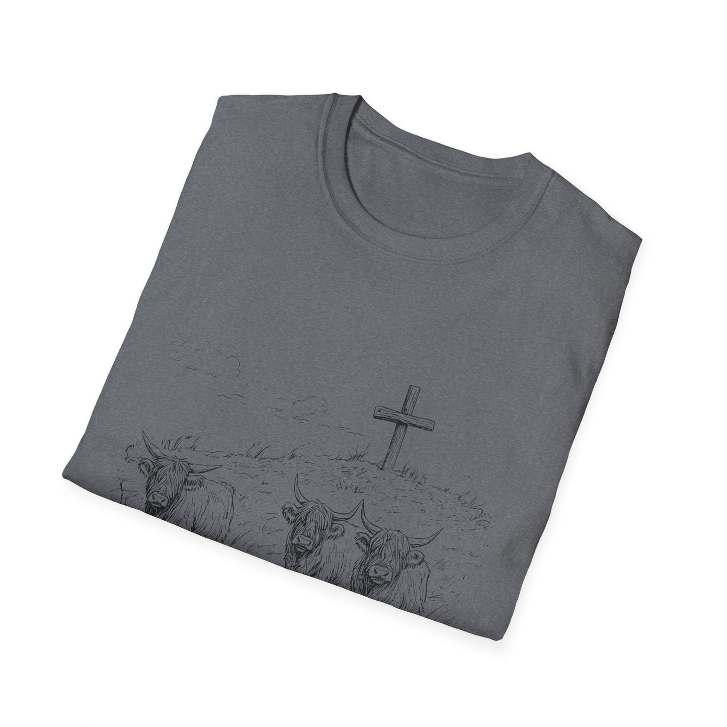 Christian Cross & Oxen T-Shirt — “Follow the Sword, Not the Herd” Faith Graphic Tee