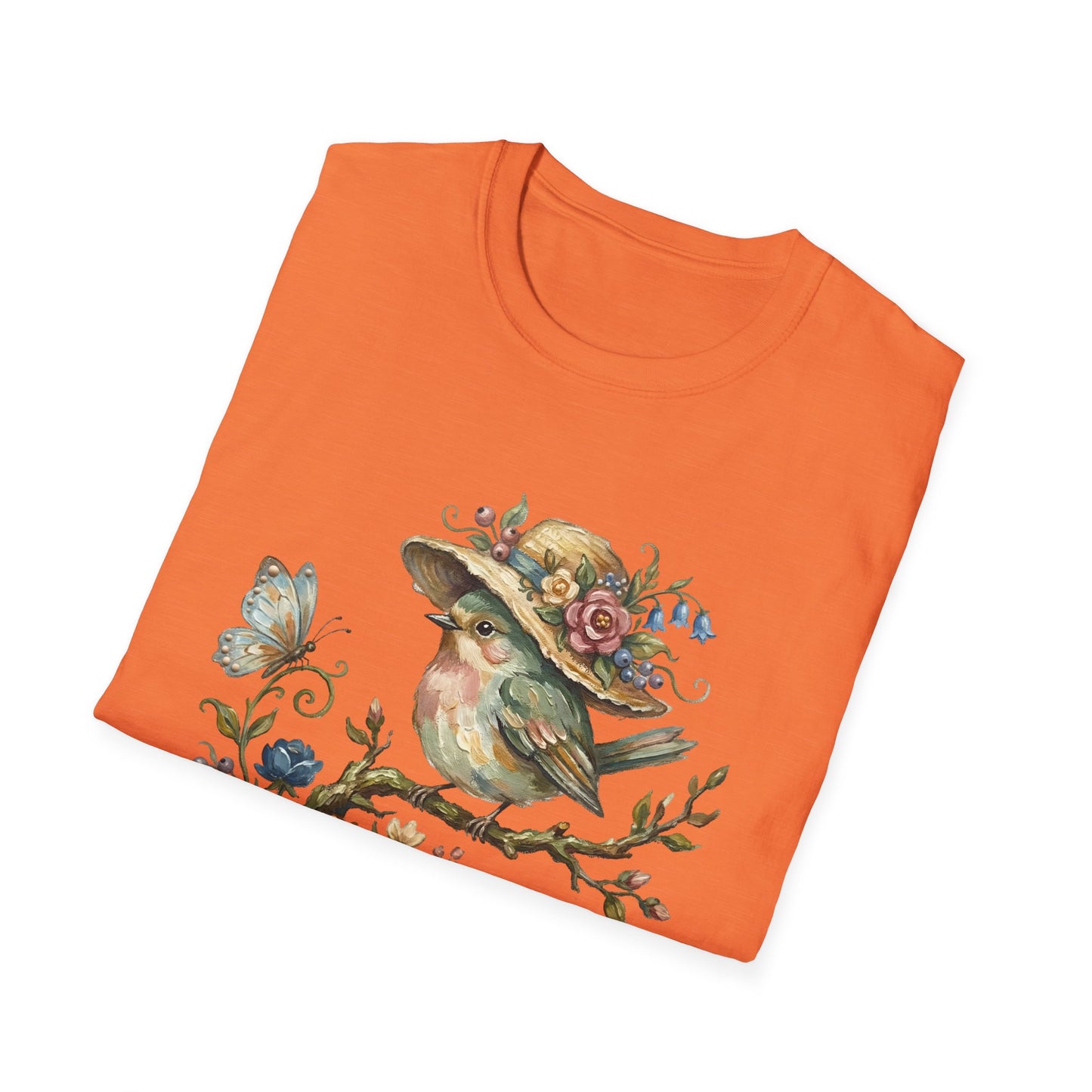 Garden Bird Tee — "There is a quiet peace to be found in the heart of the garden" Floral Bird T-Shirt