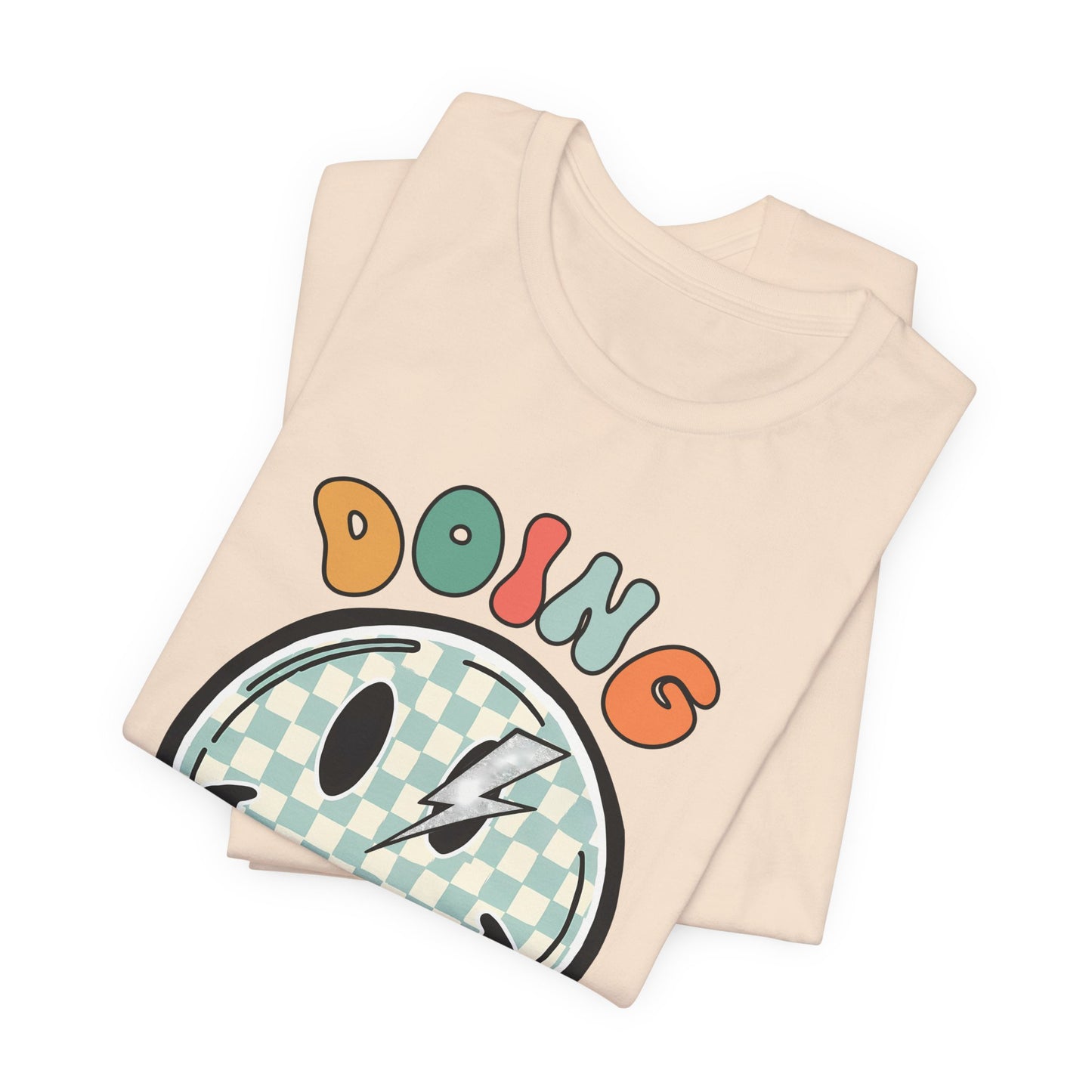 Doing My Best Smiley Tee — Retro Checkerboard Positive Message T‑Shirt