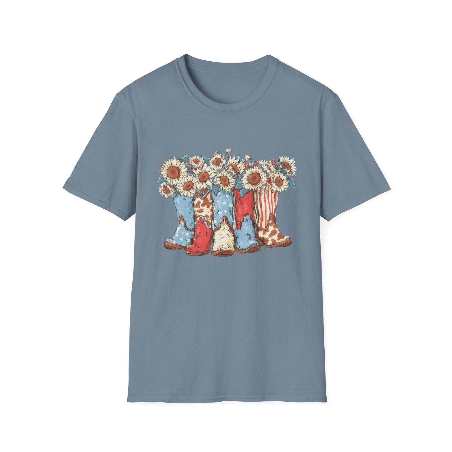 Patriotic Sunflower Cowboy Boots T-Shirt