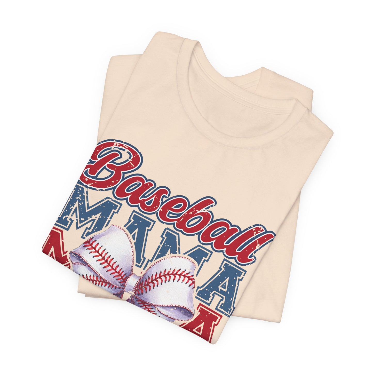 Baseball Mama Tee – Patriotic Bow Soft Cotton T‑Shirt for Baseball Moms