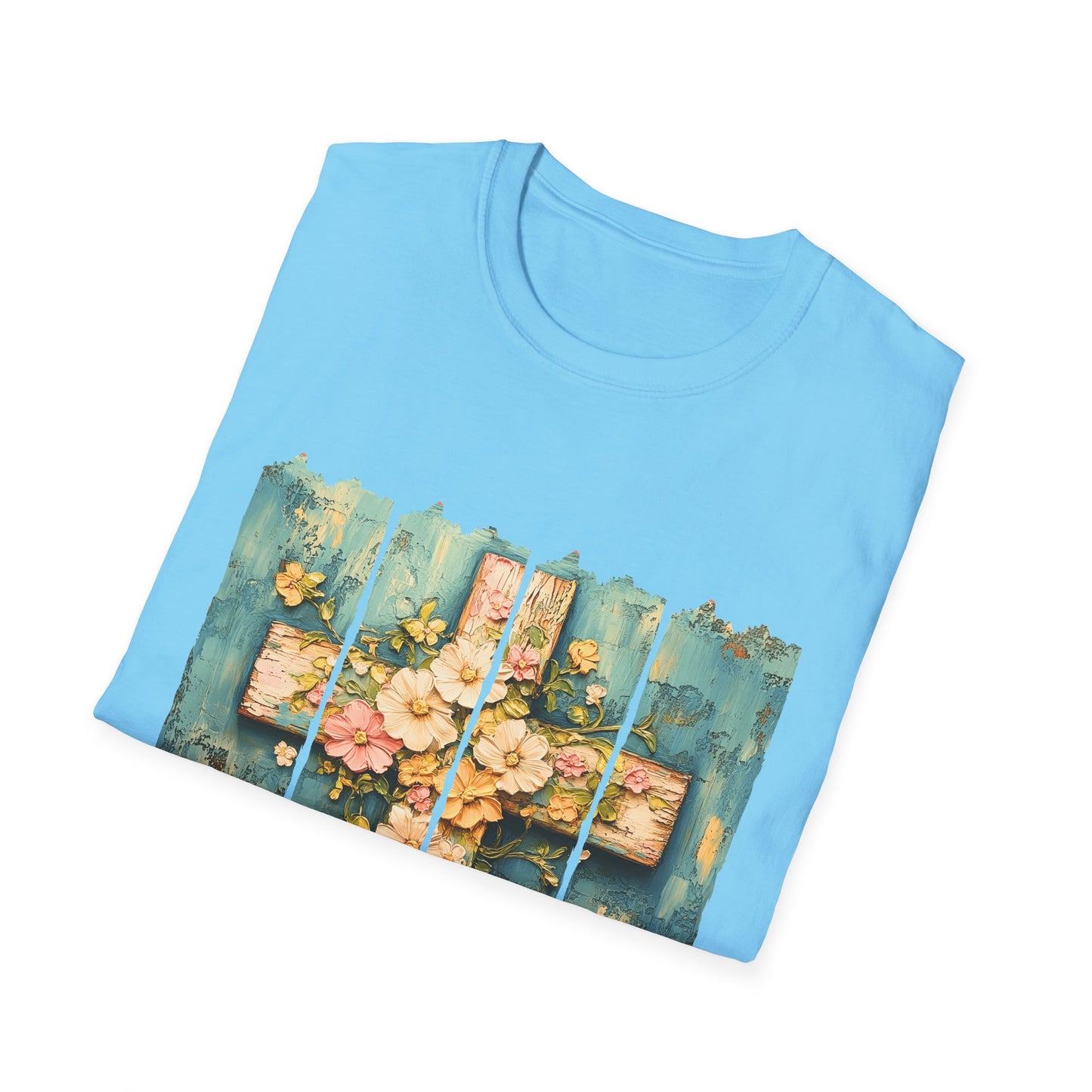 Floral Cross Christian T-Shirt — Faith, Hope & New Life Easter Tee
