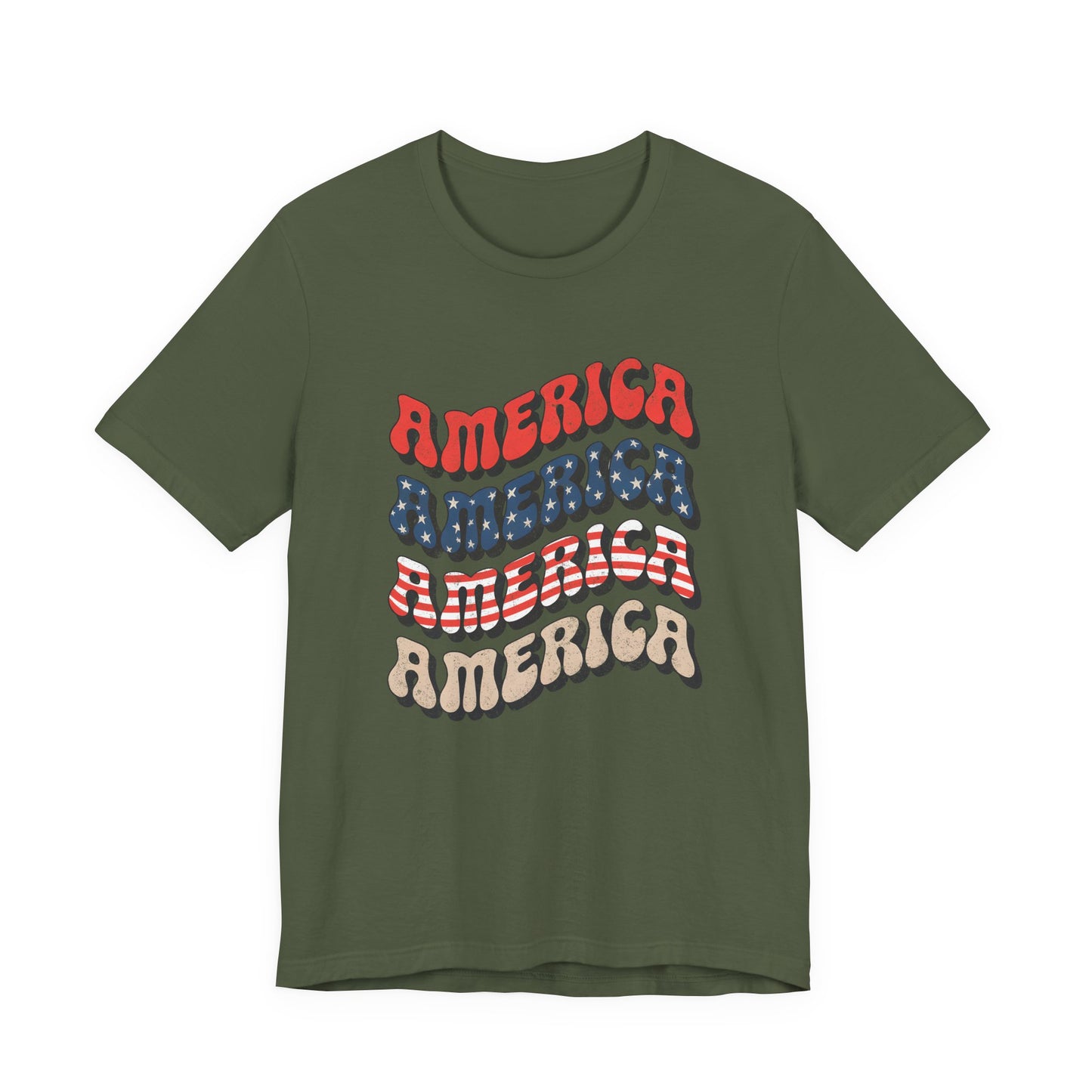 Patriotic "America" Retro Wave T-Shirt