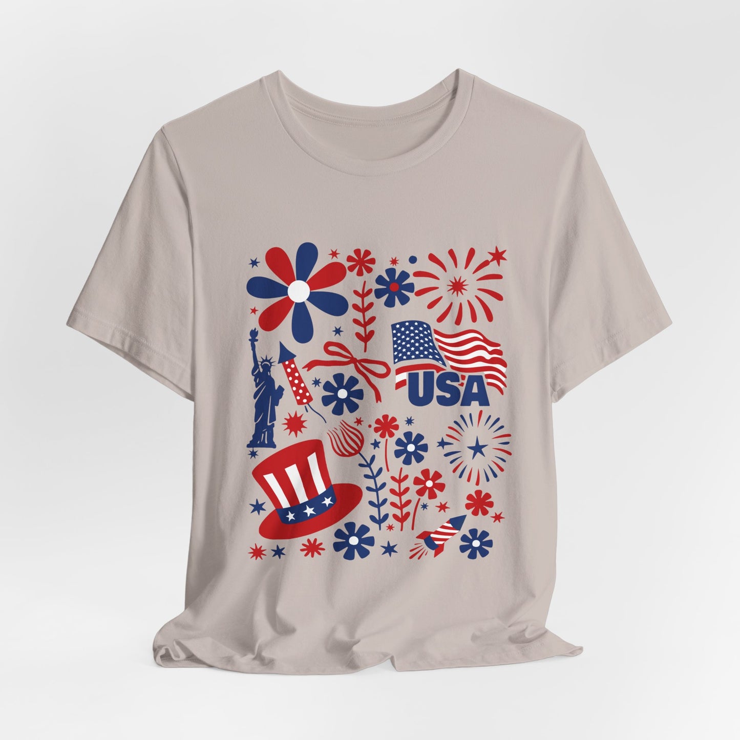 USA Patriotic T-Shirt – Fourth of July Fireworks & Liberty Graphic Tee