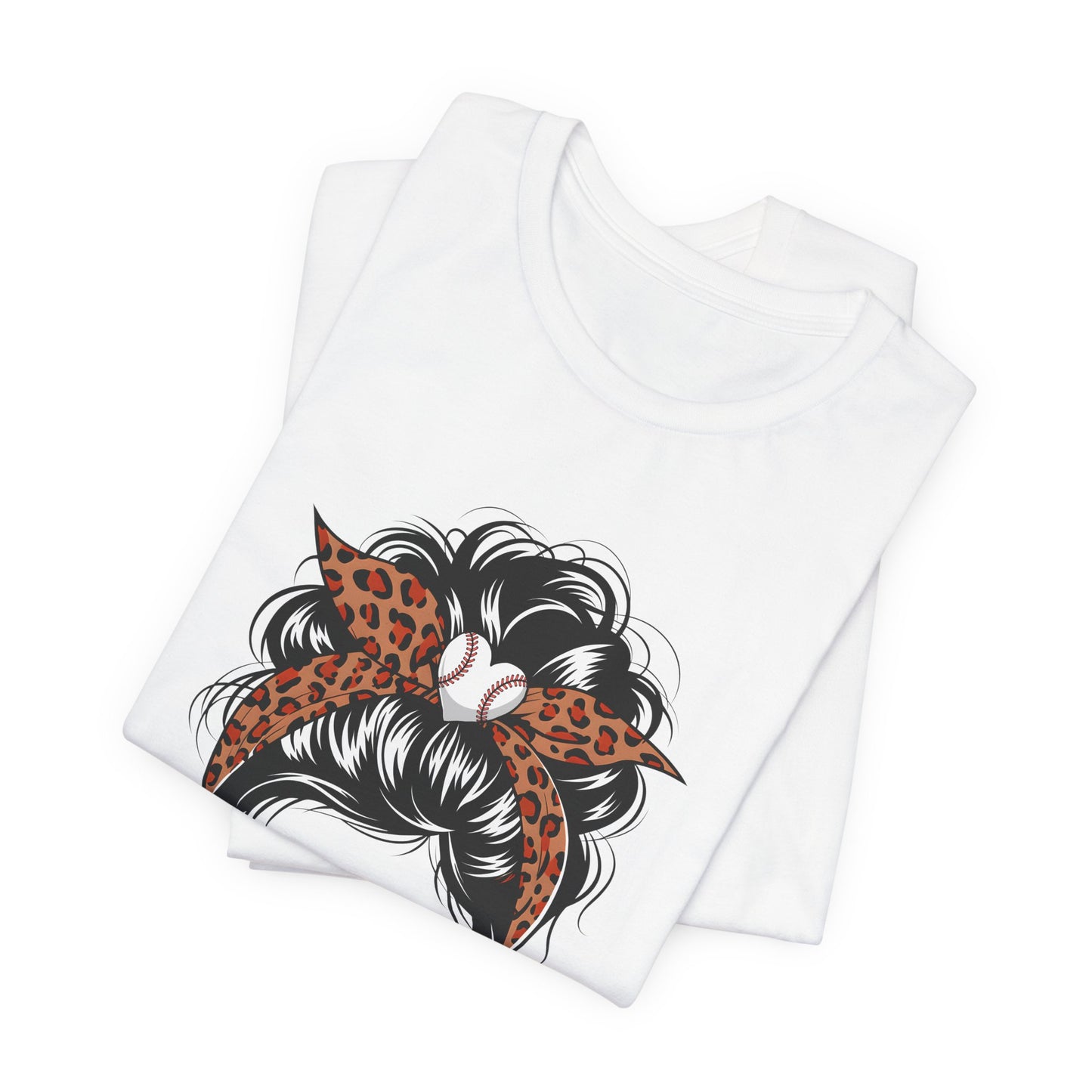 Baseball Mom Graphic Tee — Leopard Hairbow, Sunnies & "Baseball Mom" Text