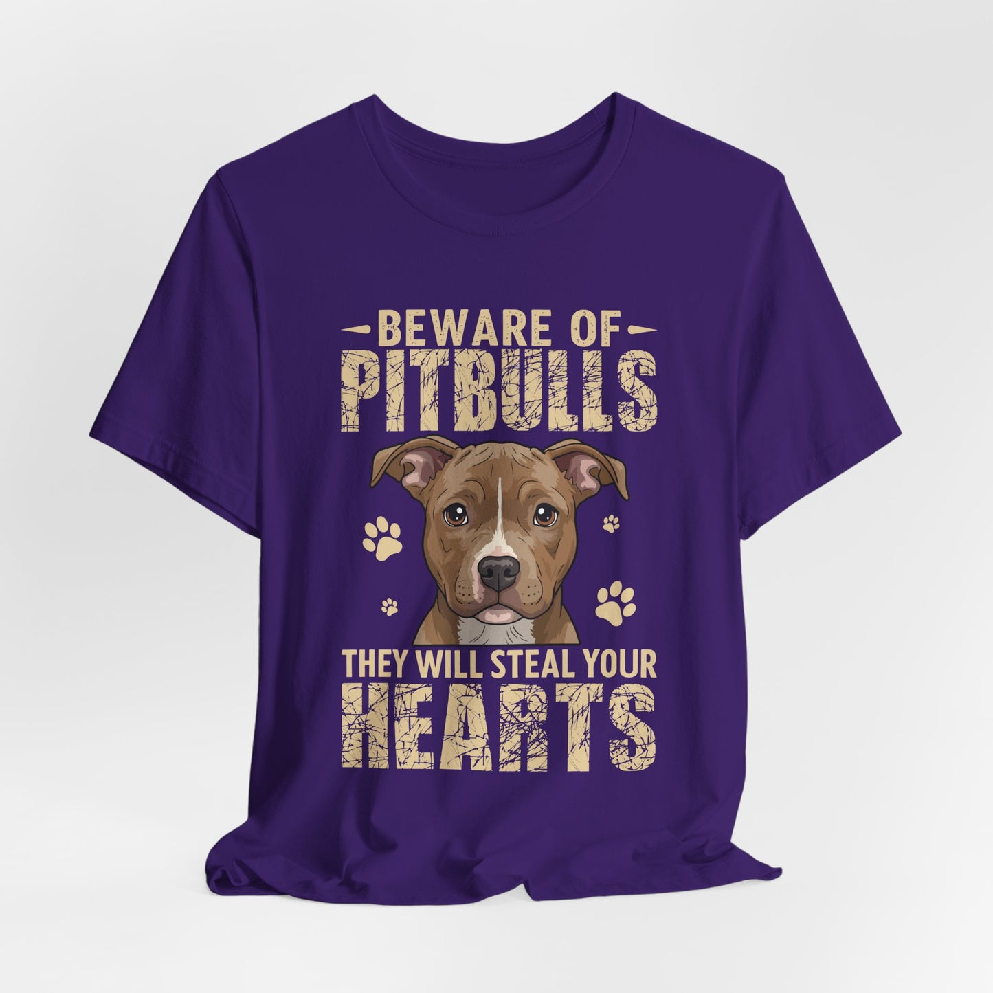 Pitbull Lover T-Shirt — "Beware of Pitbulls They Will Steal Your Hearts" Cute Dog Tee