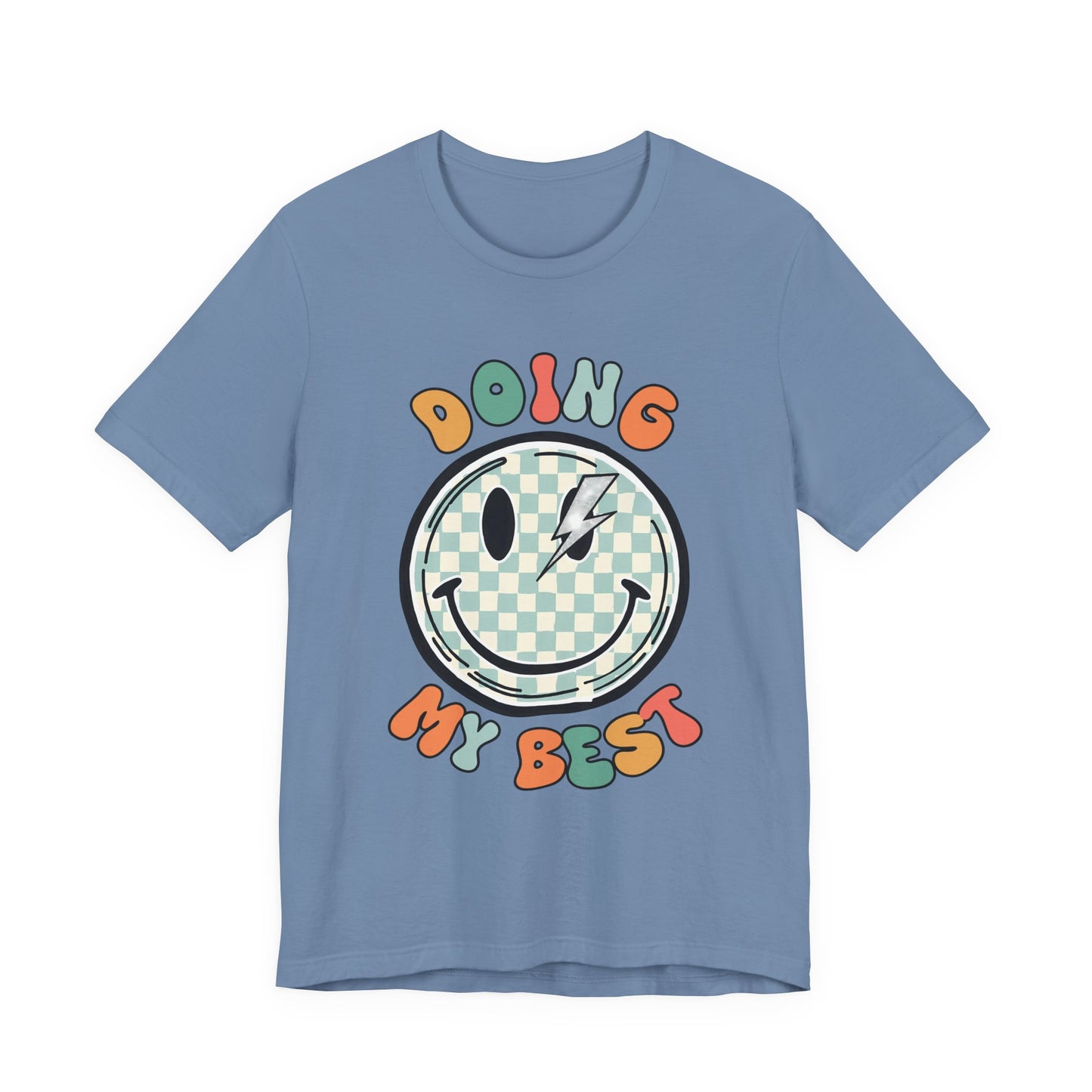 Doing My Best Smiley Tee — Retro Checkerboard Positive Message T‑Shirt
