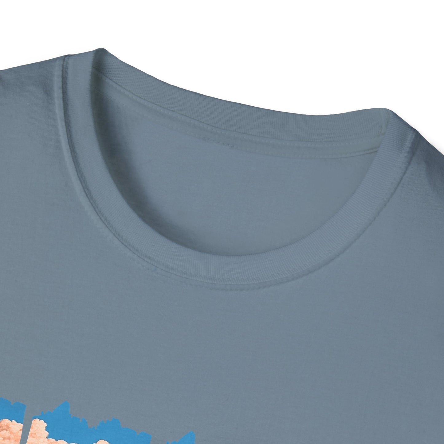 Scenic Meadow Sunrise T-Shirt — Vintage Window Pane Mountain Landscape Tee