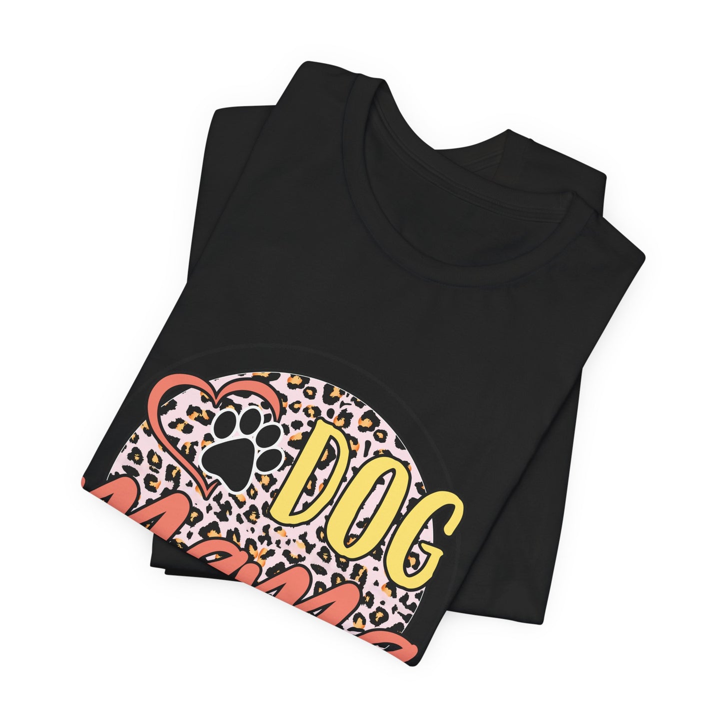 Dog Mama Leopard Circle Tee — Cute Paw Print Graphic T-Shirt for Women