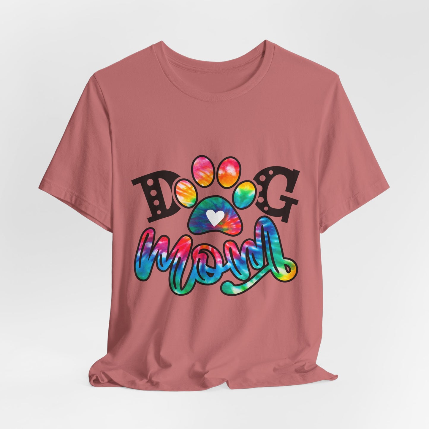 Dog Mom T-Shirt - Colorful Rainbow Paw Design