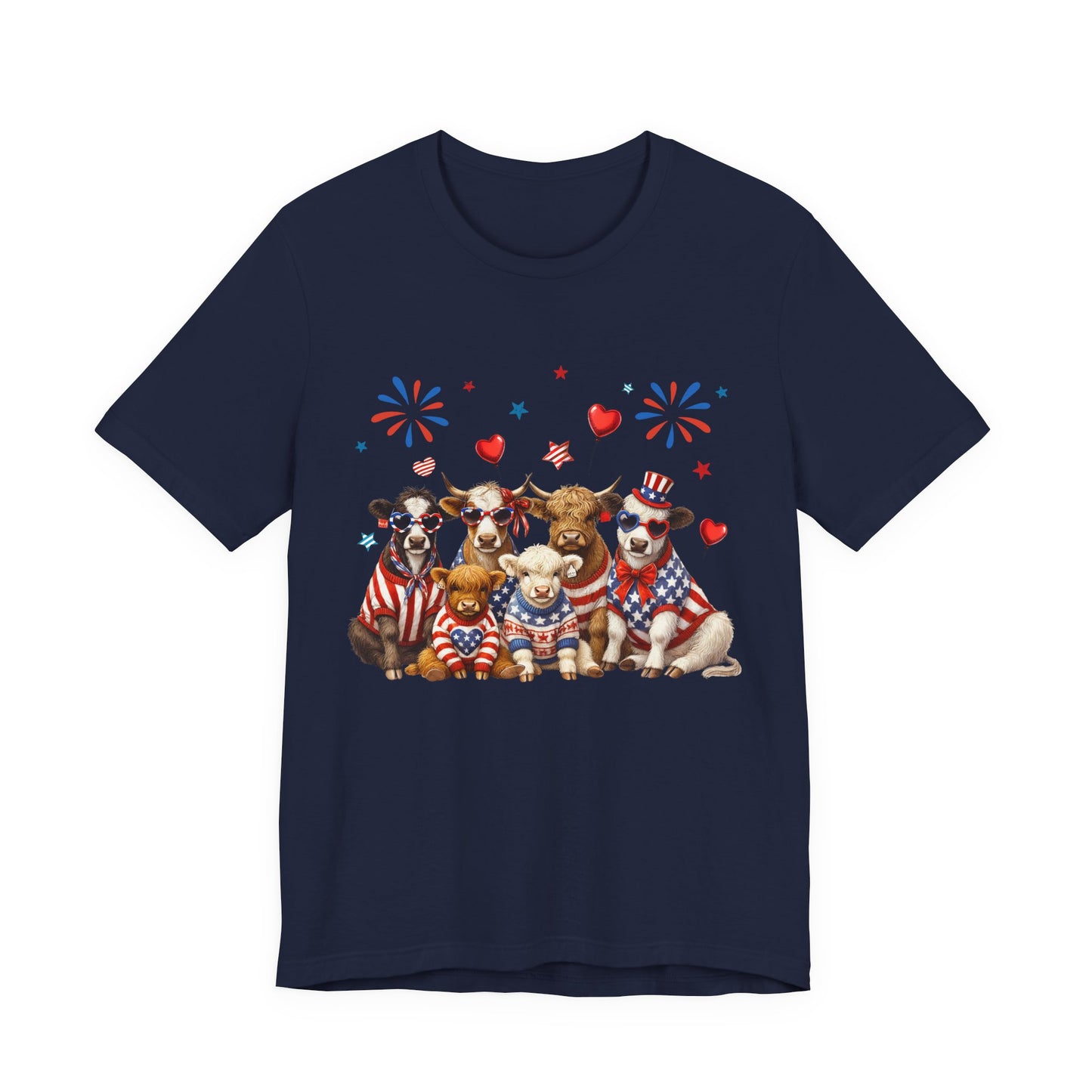 Patriotic CowsT-Shirt — Cute Cows in USA Outfit 4th of July Tee