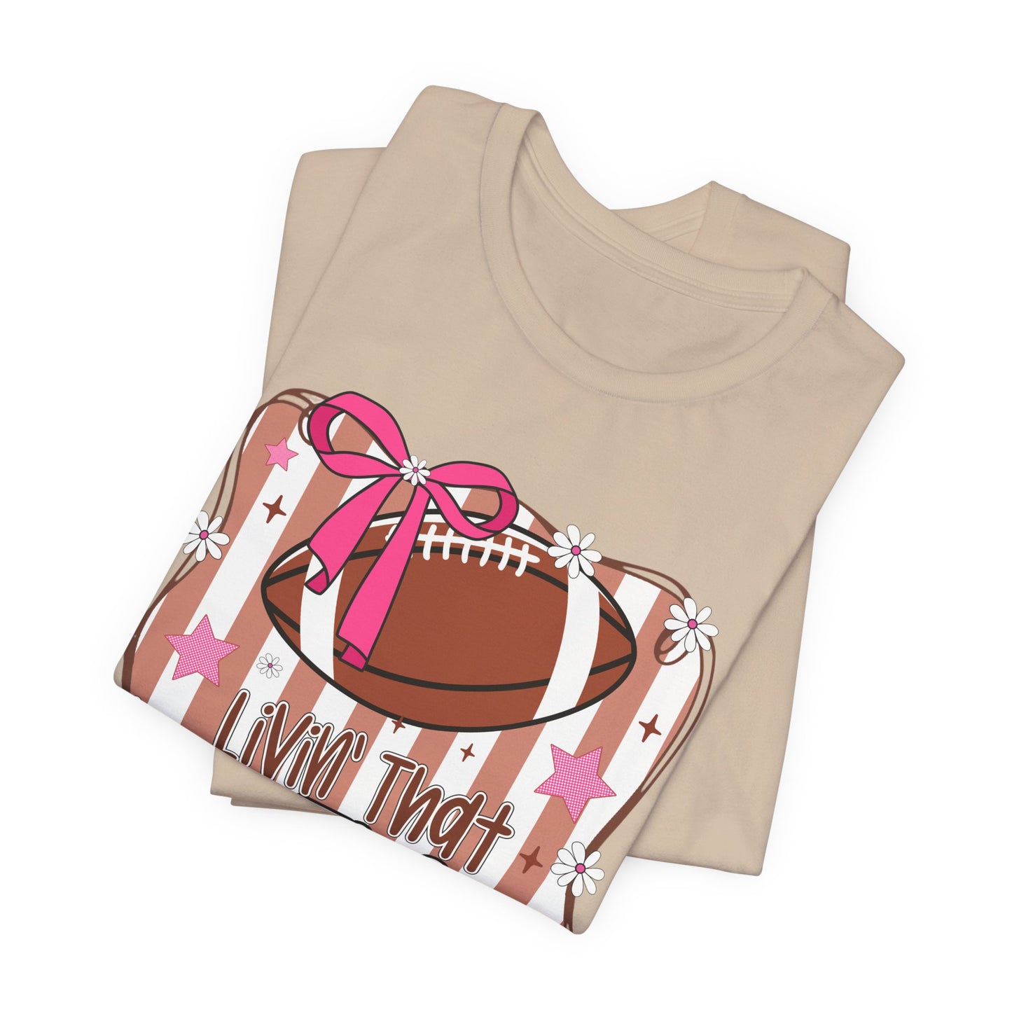 Football Mom Life T-Shirt — Pink Bow Football Mom Tee