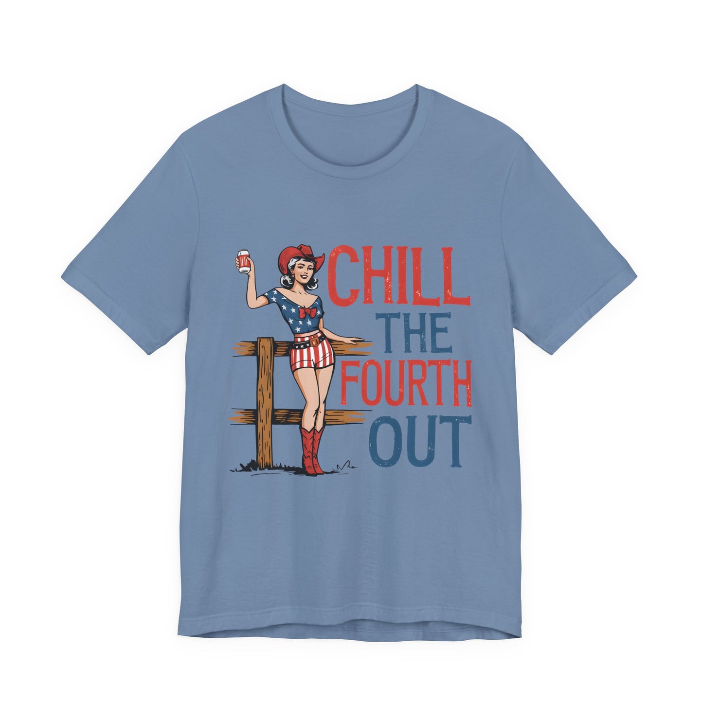 Fourth of July Tee - "Chill the Fourth Out" Vintage Pinup Patriotic Shirt