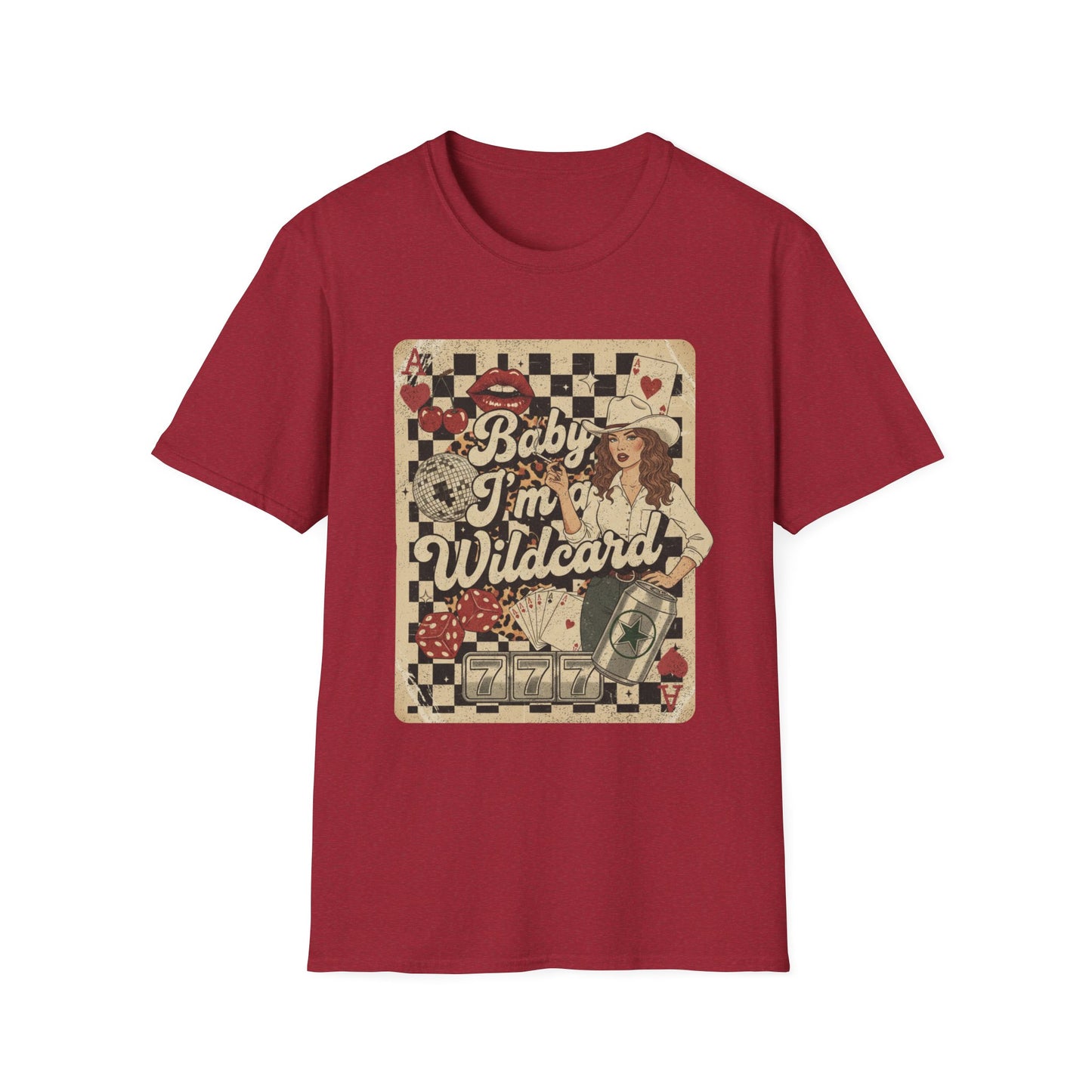 Wildcard Casino Graphic T-Shirt — "Baby I’m a Wildcard" Retro Pinup Tee