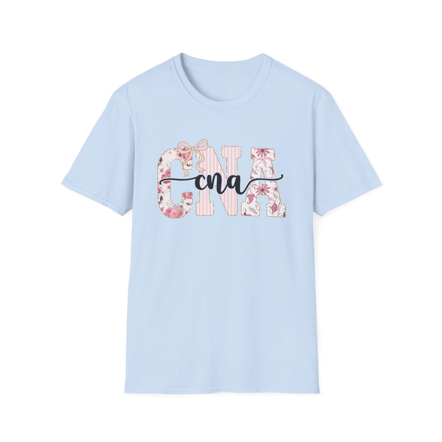 CNA Floral Monogram T-Shirt — Nurse CNA Gift, Pink Floral CNA Tee