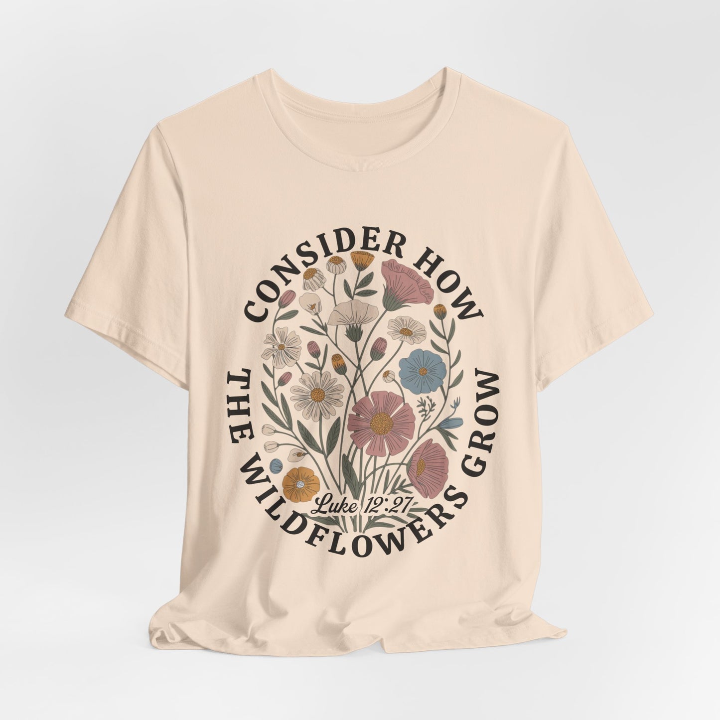 Floral 'Consider How the Wildflowers Grow' T-Shirt